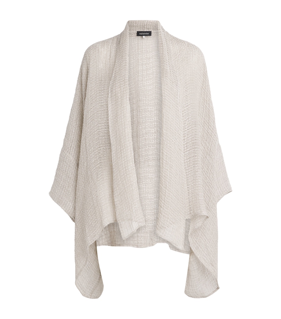 Eskandar Womens Linen Wide-Knit Shawl Cardigan Natural Image 1
