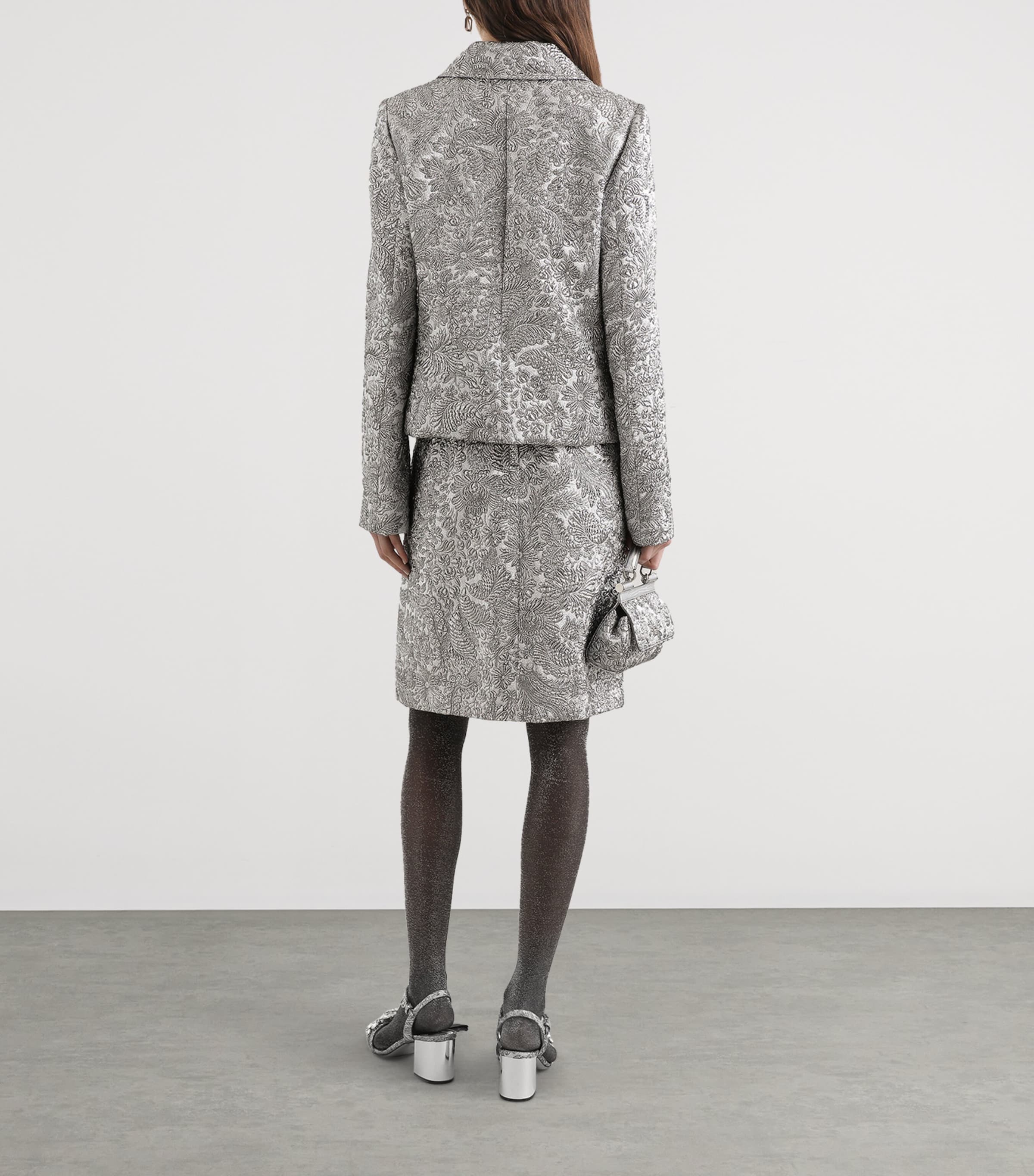 Embroidered Floral Jacket S0998-SILV Image 3