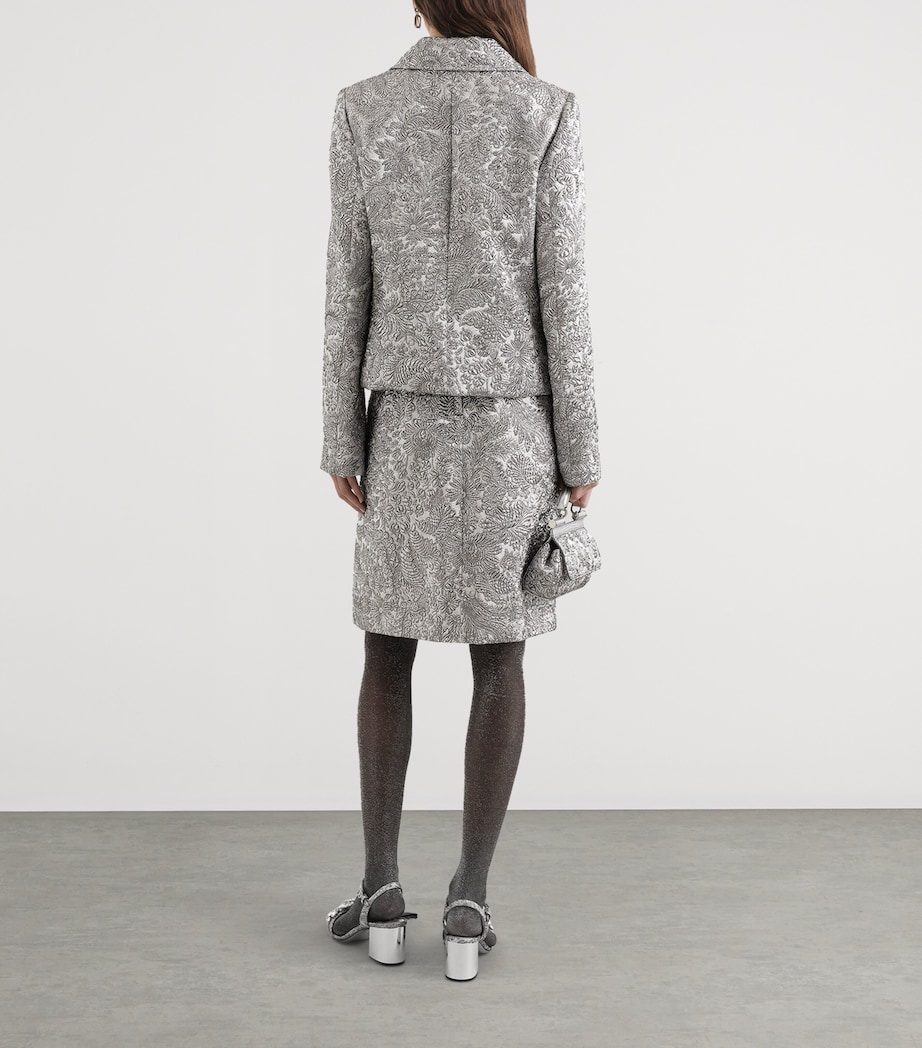 Embroidered Floral Jacket S0998-SILV Image 3