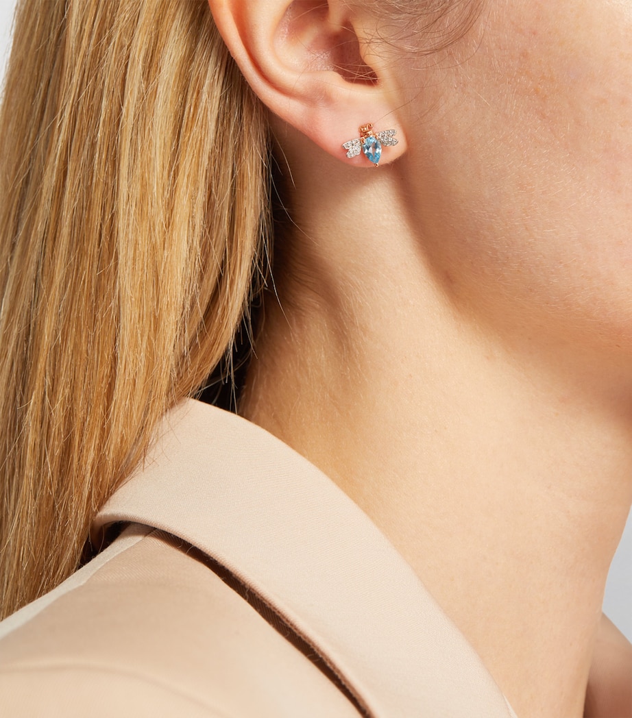 Rose Gold, Diamond and Topaz Honey Bee Single Earring ROSE GOLD Image 5