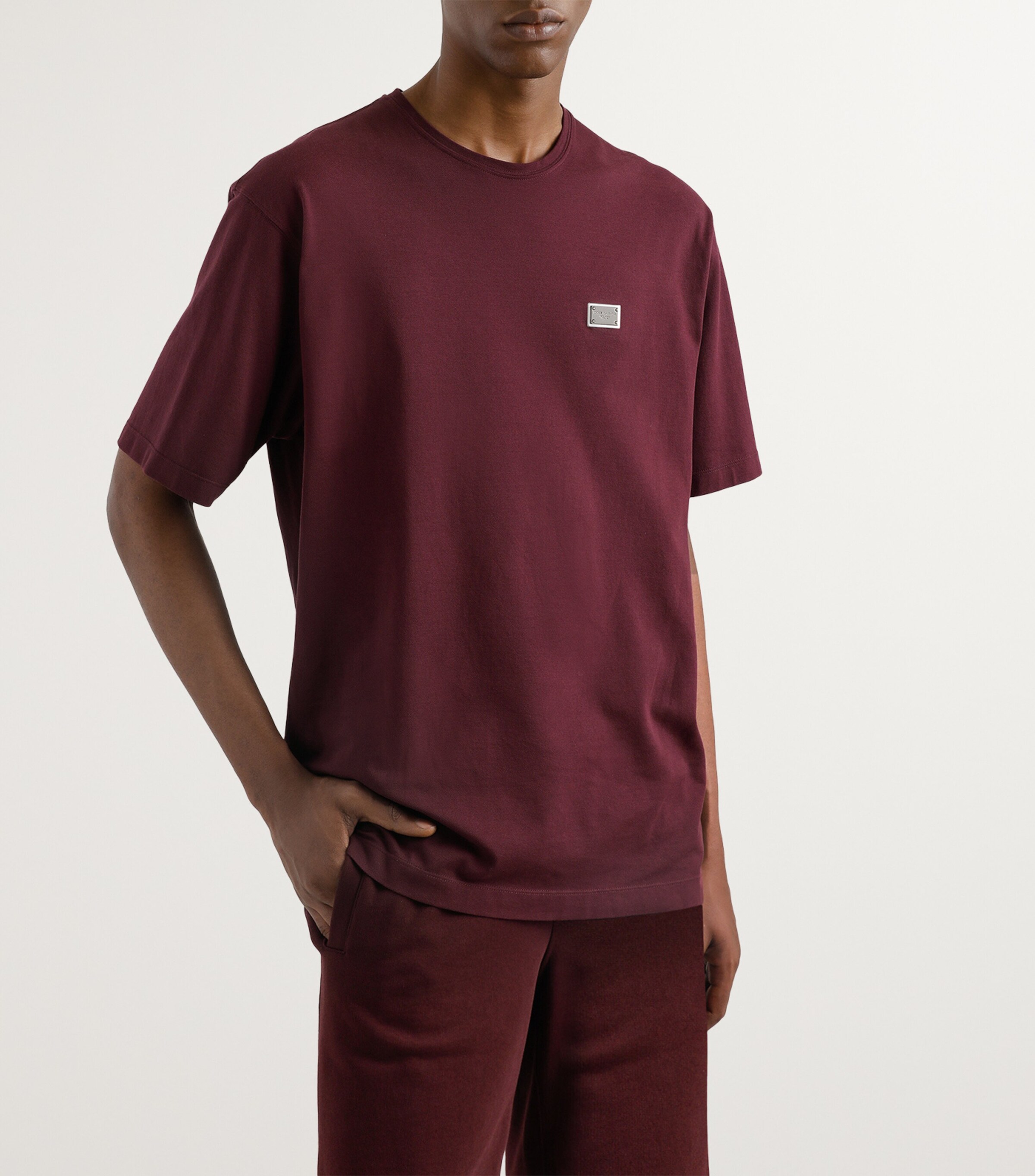 Cotton Logo Plaque T-Shirt F0130-AUBERGINE Image 3