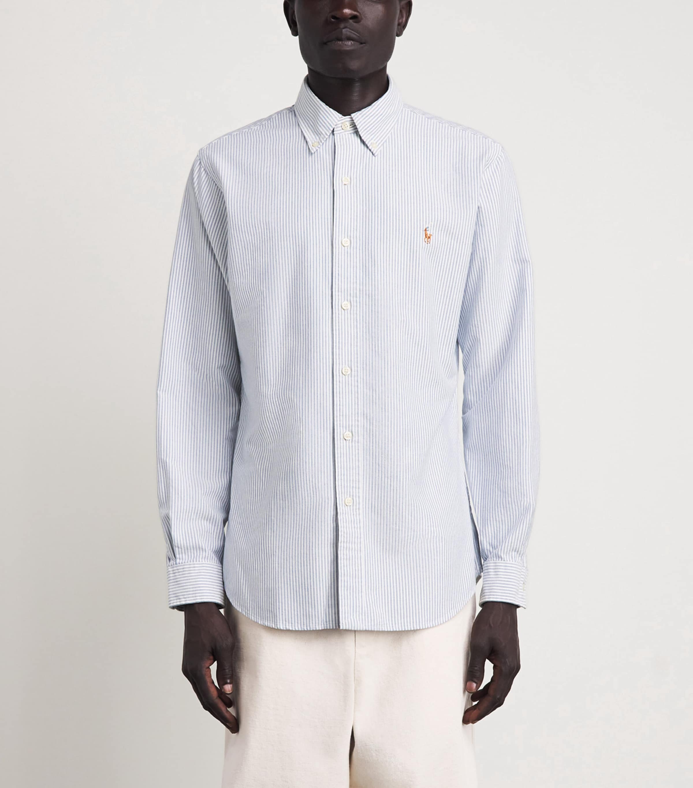 Polo Ralph Lauren Mens Cotton Stripe Shirt Navy White Image 4
