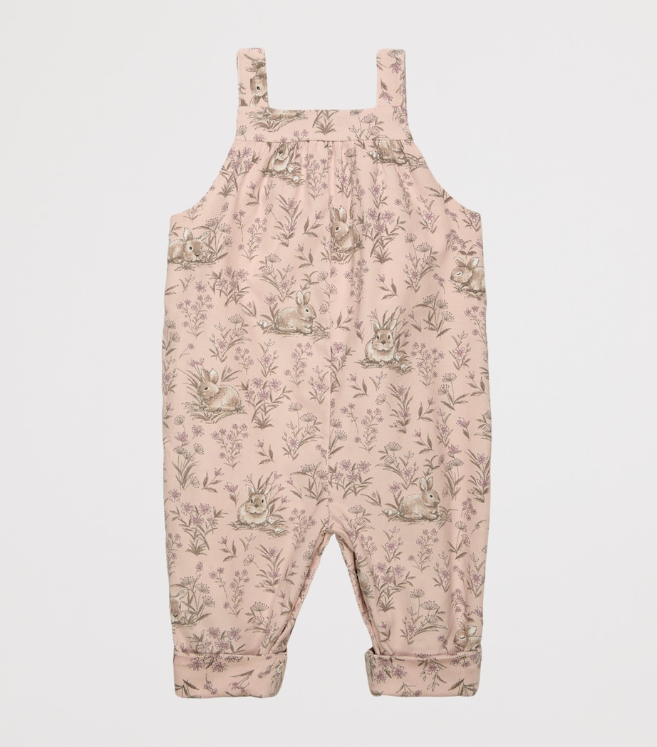 Trotters Corduroy Bunny Dungarees (6-24 Months) Pink Image 2
