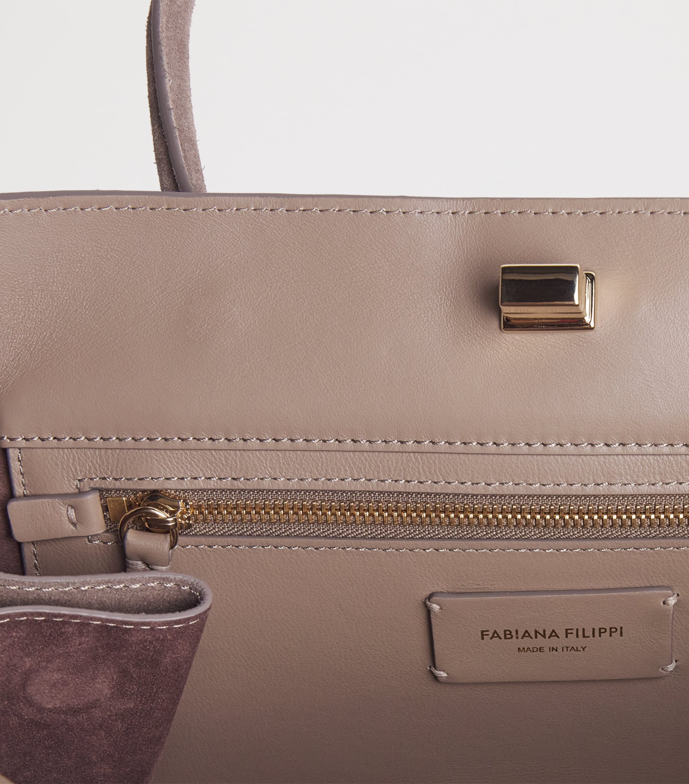 Fabiana Filippi Beige Large Suede Josephine Top-Handle Bag