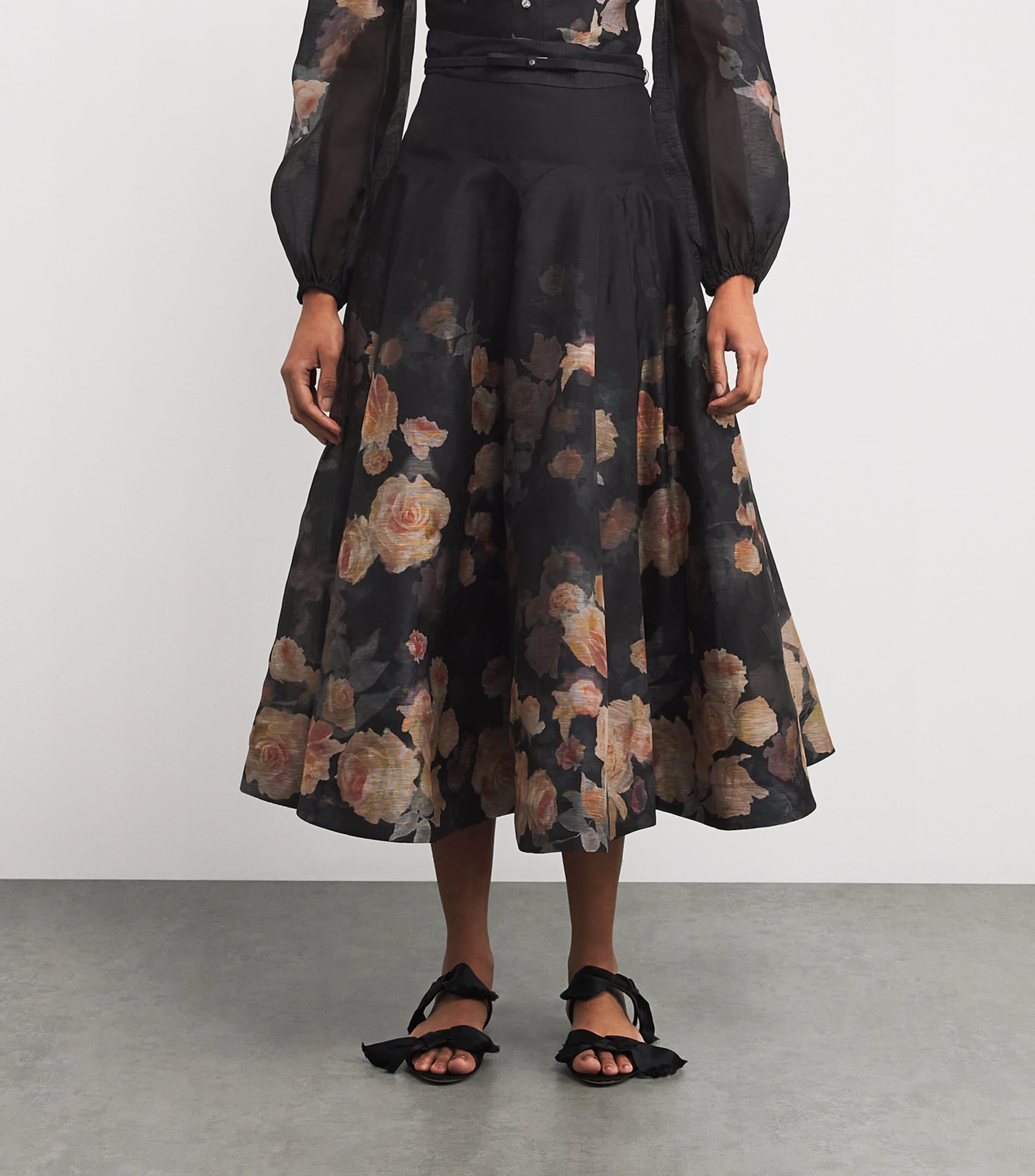 Zimmermann Crush Flared Midi Skirt | Harrods US