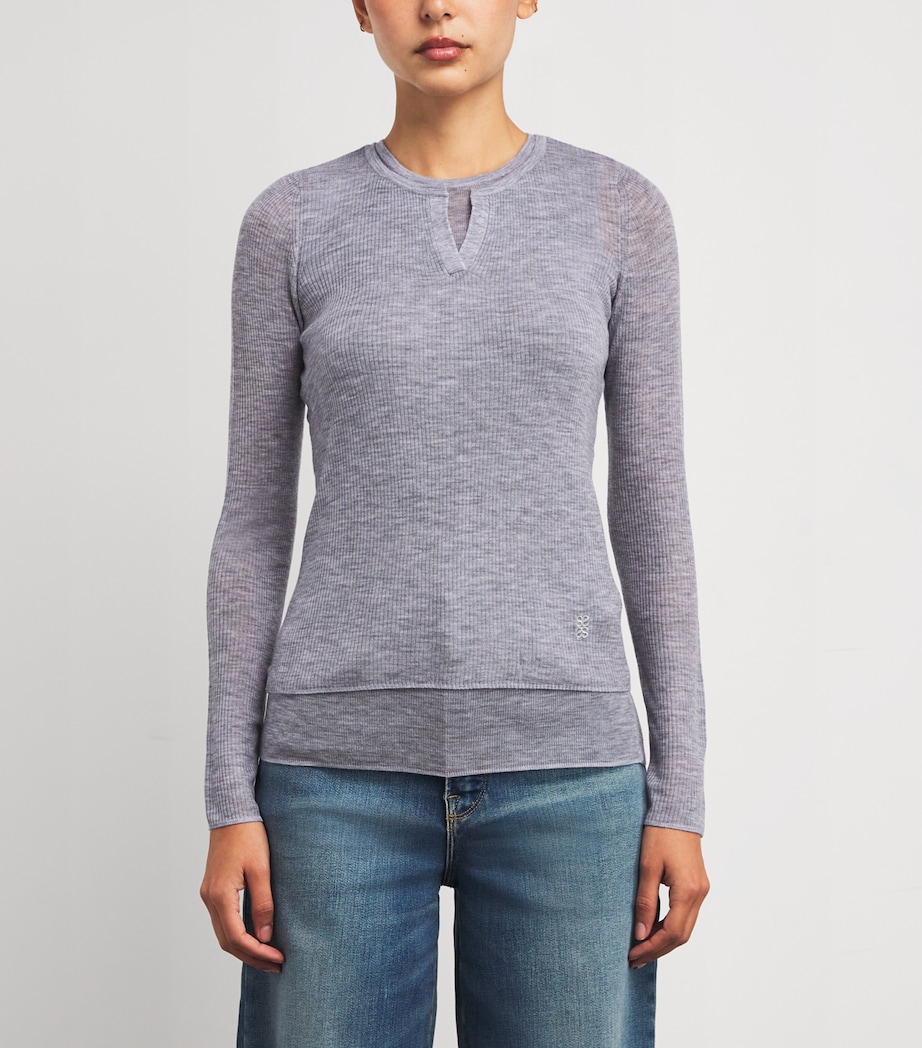 Wool Layered Long-Sleeve Top GREY Image 3