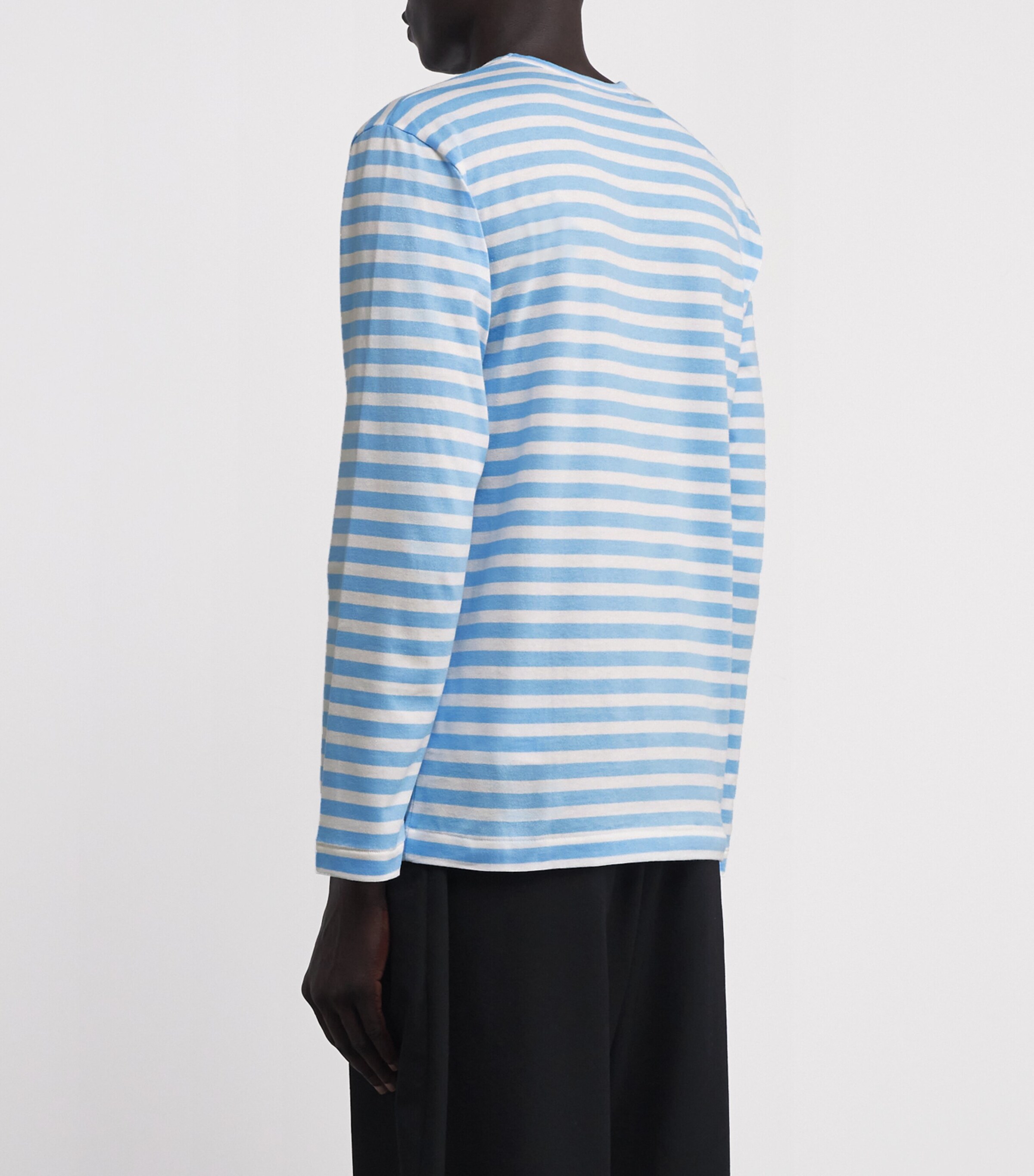 Heart Logo Striped T-Shirt 1 -BLU X WHT Image 4