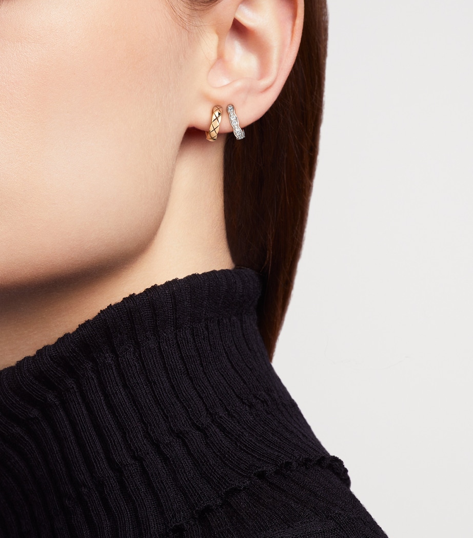 White Gold, Beige Gold and Diamond Coco Crush Single Clip Earring WHITE Image 2