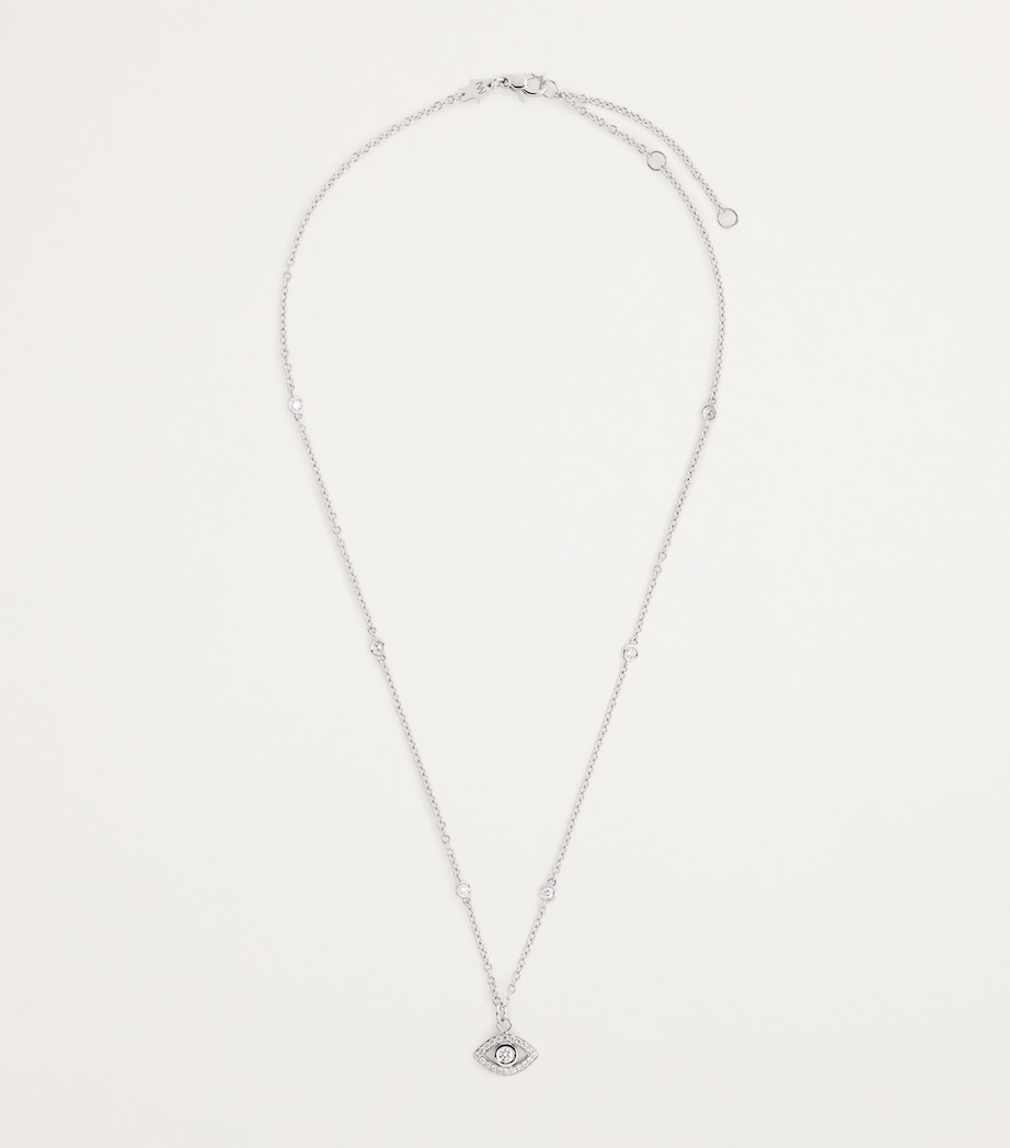 Netali Nissim White Gold and Diamond Charmed Eye Necklace White Gold Image 3