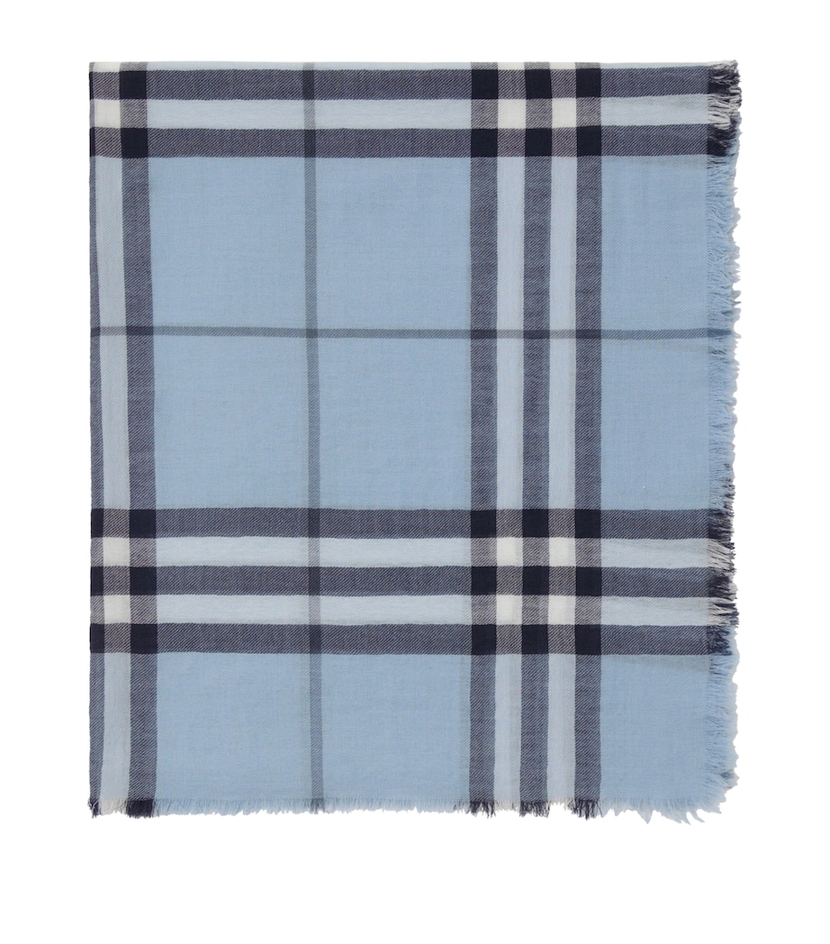 Wool Wide Check Scarf BANK BLUE Image 1