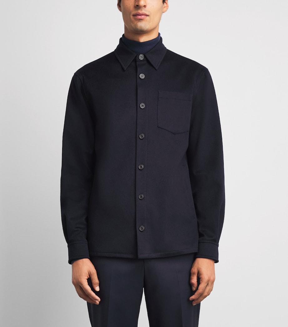 Paul & Shark Mens Cashmere Overshirt Blue Image 4