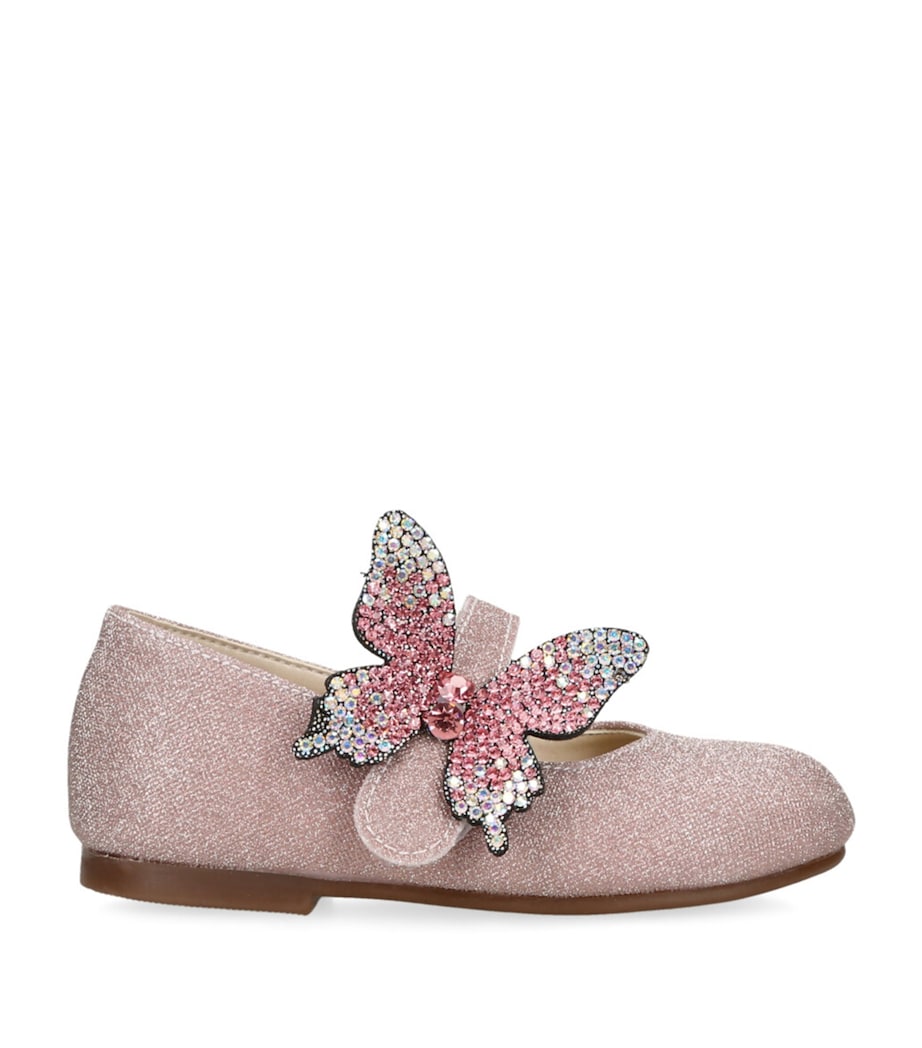 BabyWalker Crystal Butterfly Ballet Flats Pale Pink Image 1