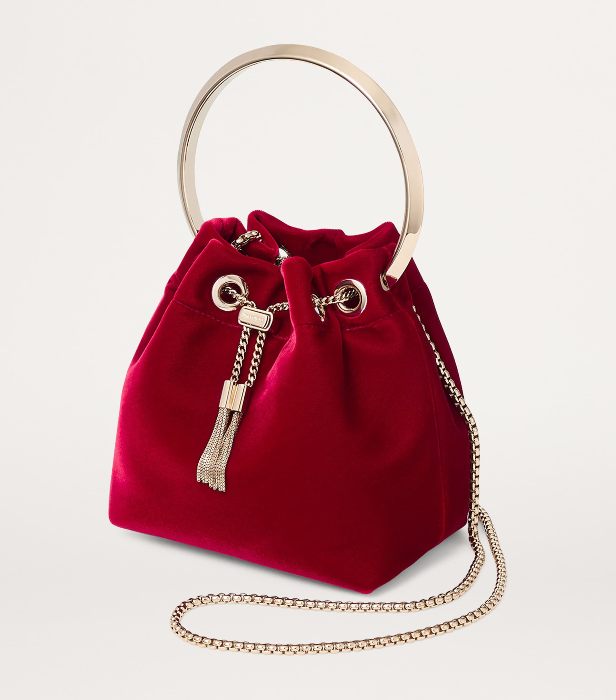 ハンドバッグ Jimmy Choo BON BON BCKT E/W HUT* Handbags bucket bag in red Bon Bon | Pink Mix Satin Bag | JIMMY CHOO US