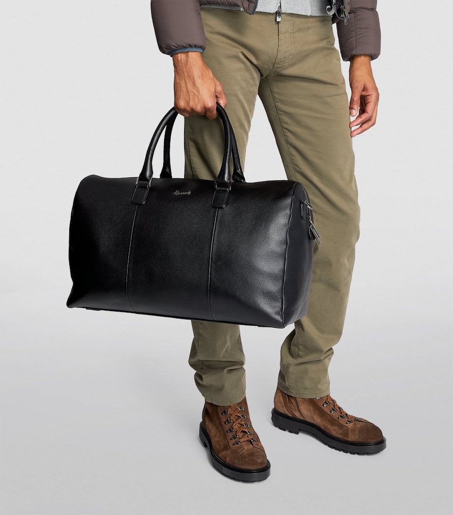 Harrods Leather Wembley Holdall Blue Image 4