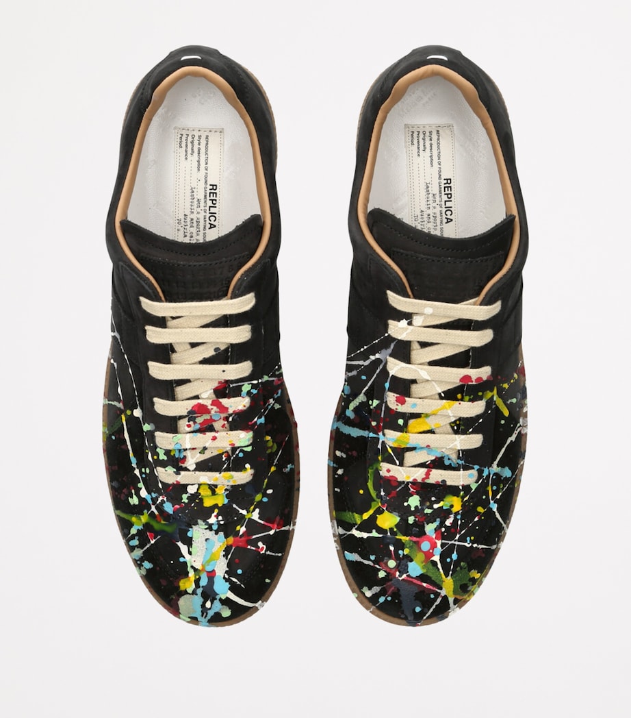 Maison Margiela Leather Paint-Detail Replica Sneakers Black Image 2