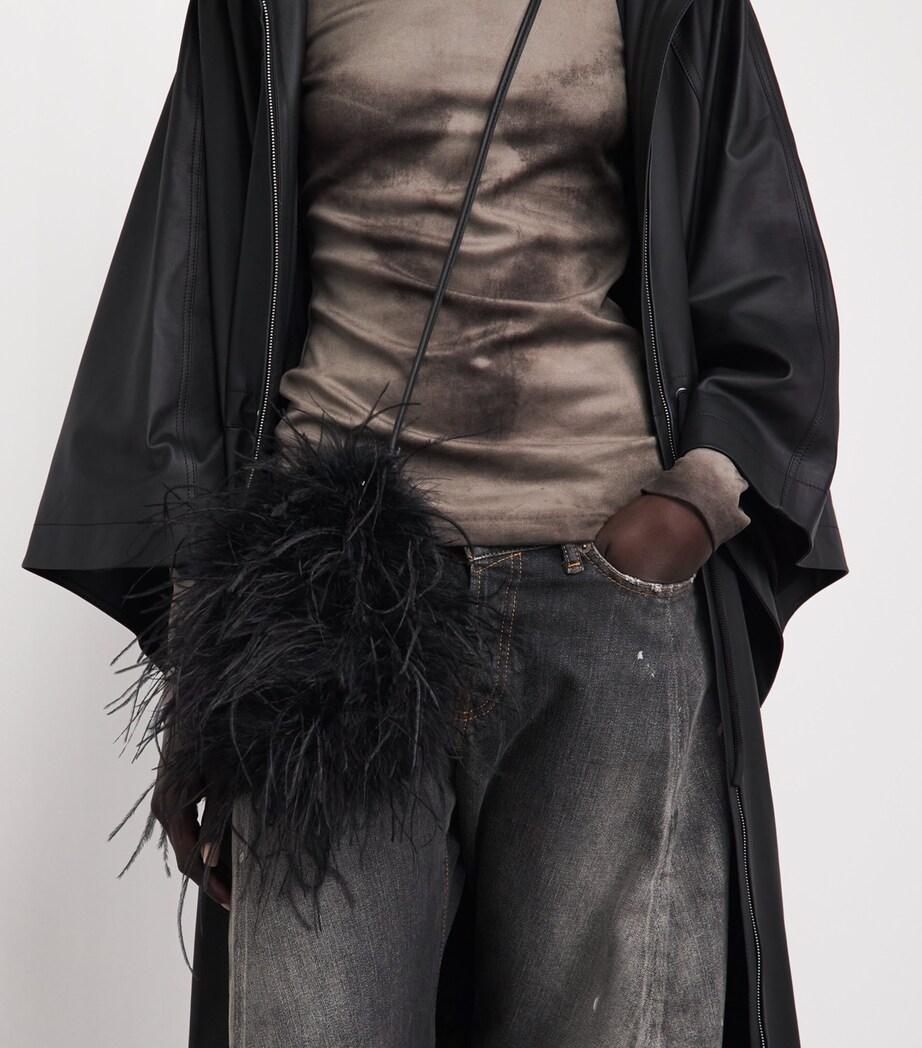 Yves Salomon Leather-Ostrich Feather Cross-Body Bag Image 2