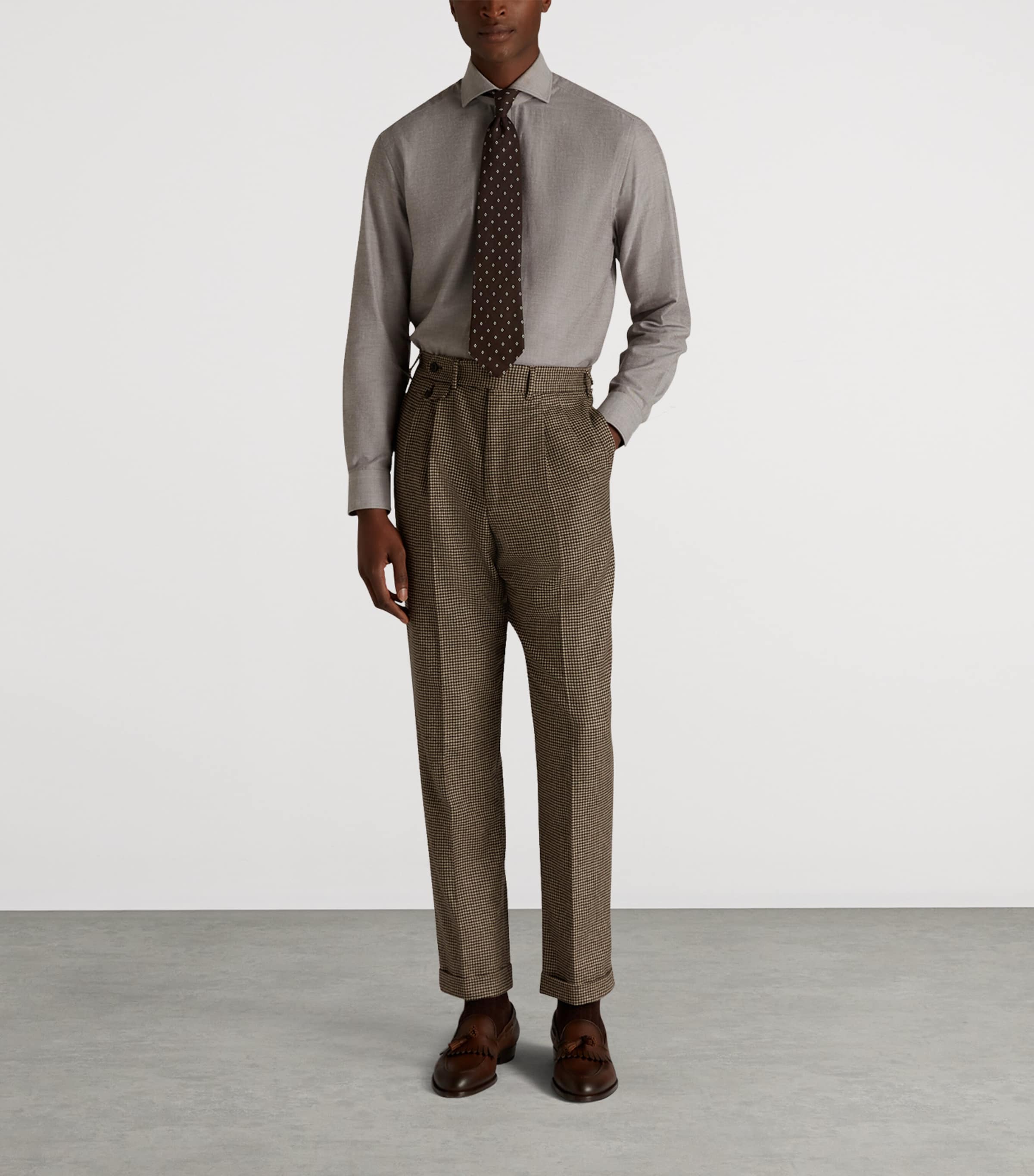 Cashmere Houndstooth Trousers 201BROWN Image 2