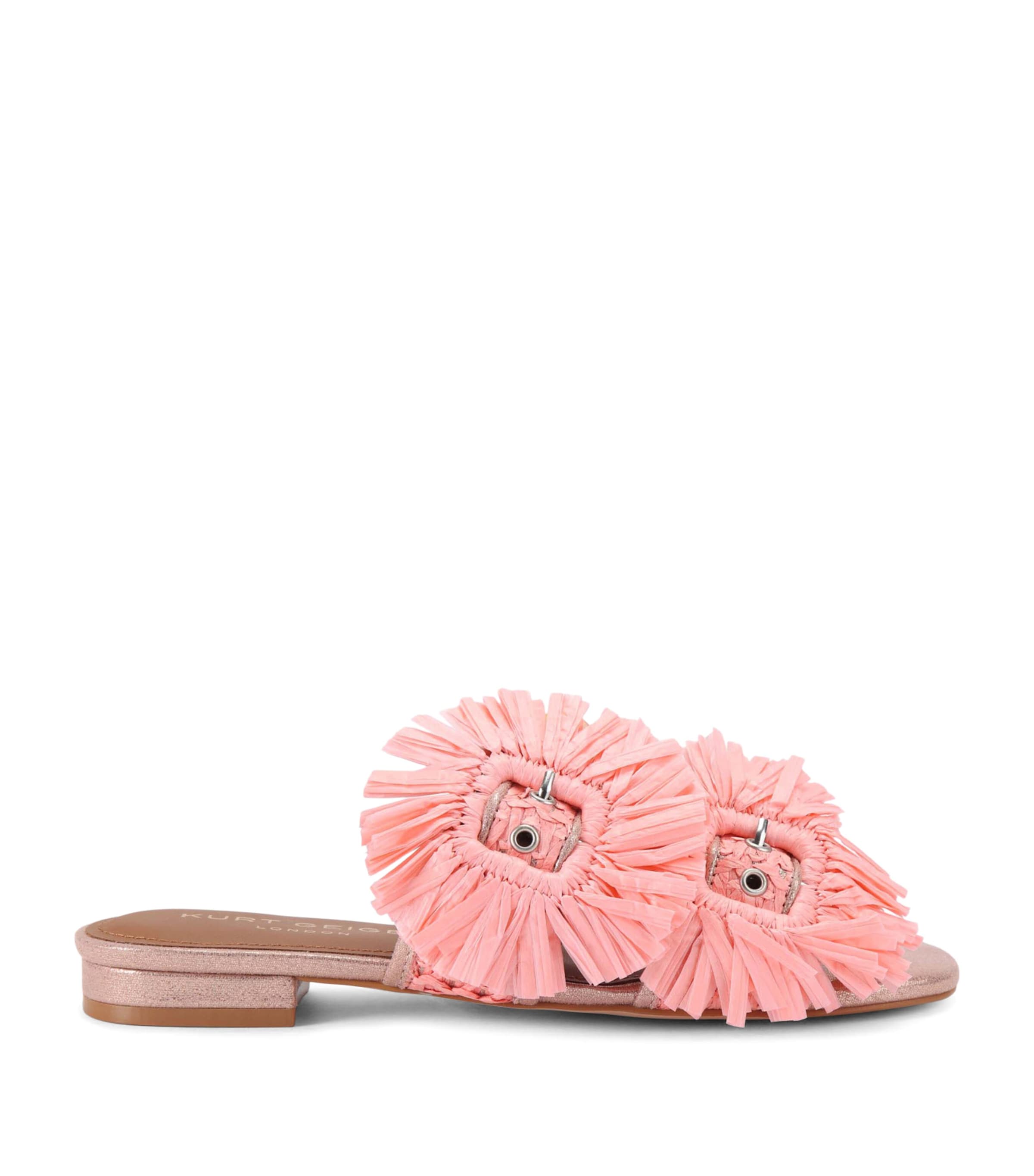 Kurt Geiger London Raffia Buckle Flat Sandals Pink Comb Image 1