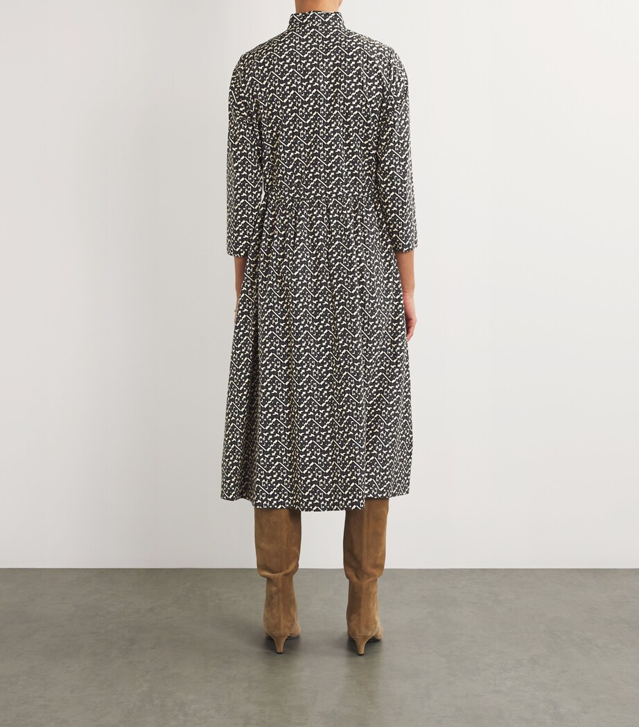 Cotton Printed Midi Dress 001 BLACK Image 3