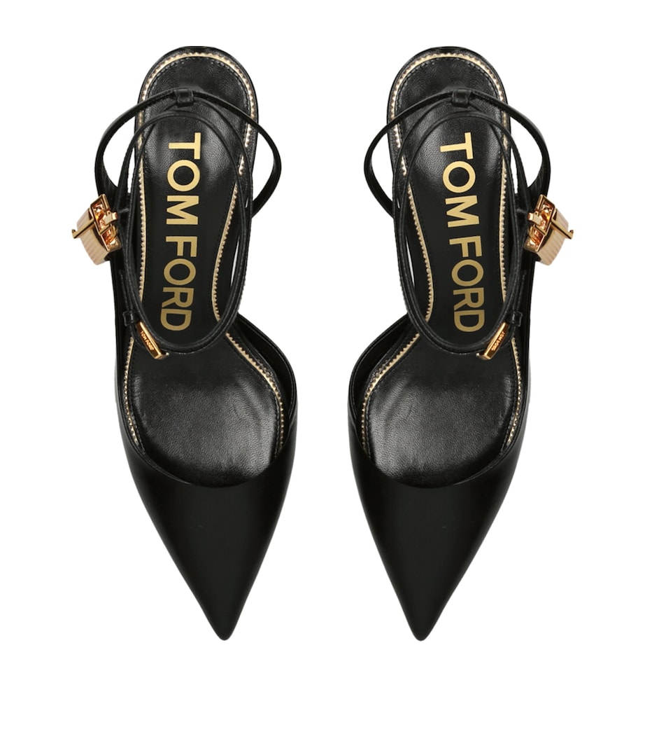 Leather Slingback Pumps 55 BLACK Image 4