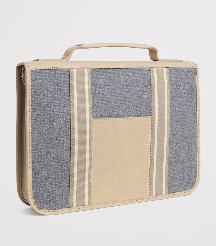 Canvas Leather-Detail Briefcase GRIGIO ARGILLA Image 2