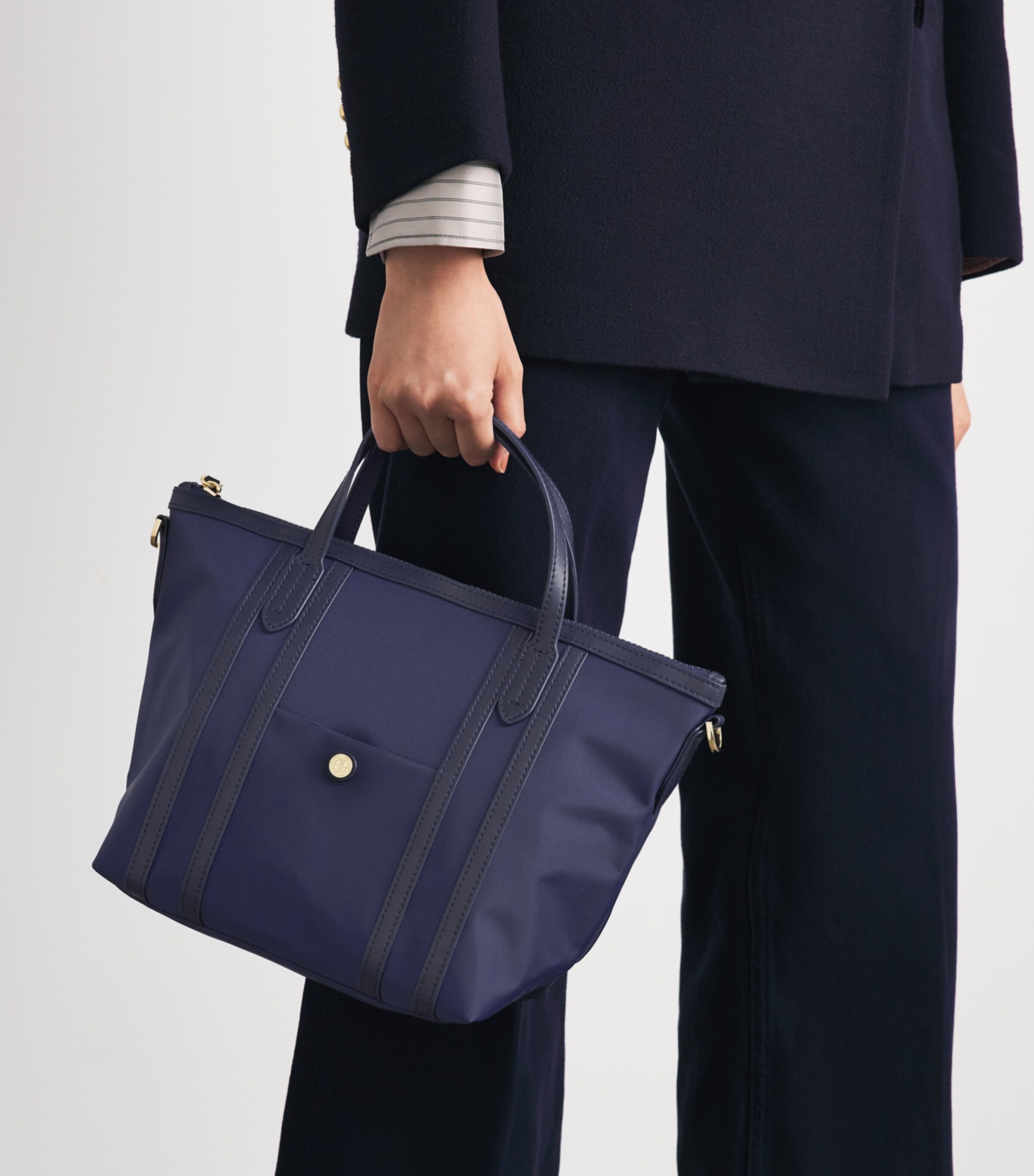 Harrods Grab Nylon Jetsetter Tote Bag Navy Image 4