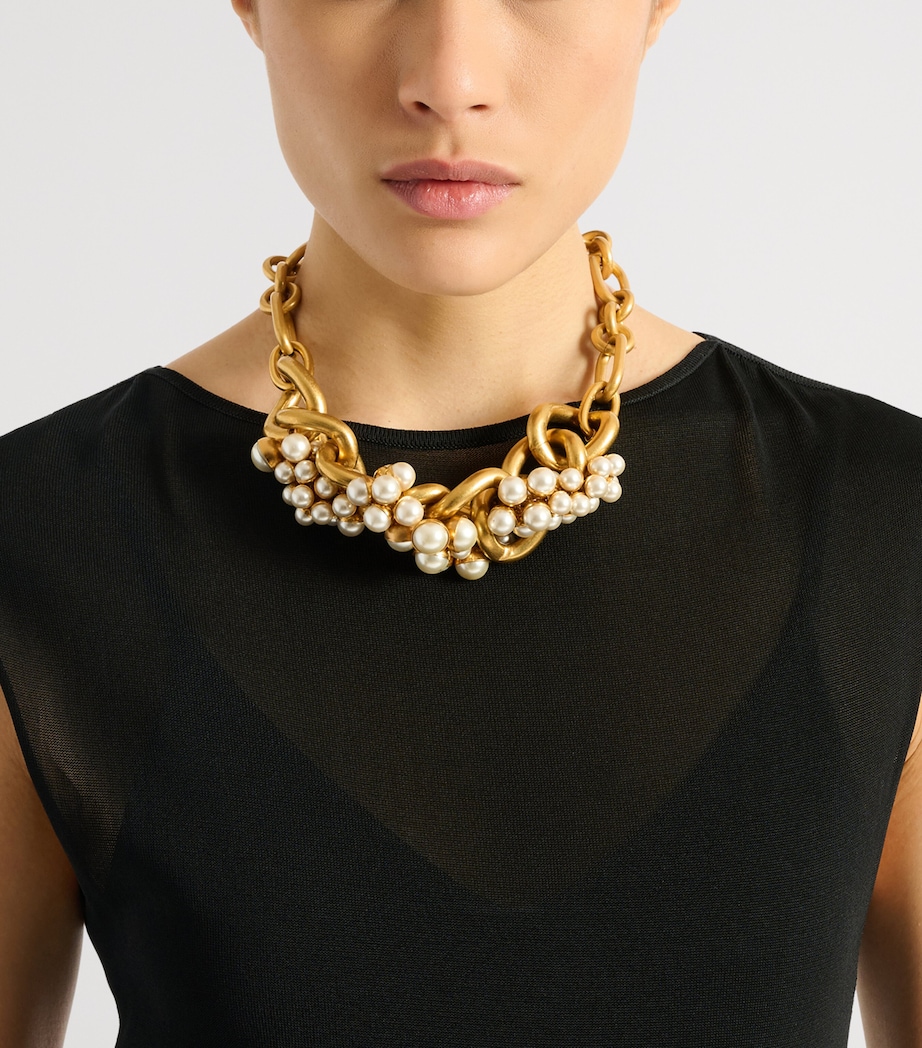 Balmain Embellished Sync Necklace Oro/perle Image 2