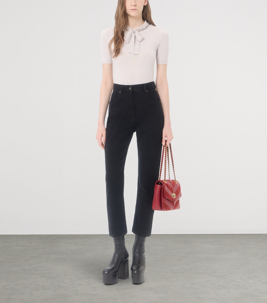 Valentino Womens Stretch-Denim Cropped Straight Jeans Image 2
