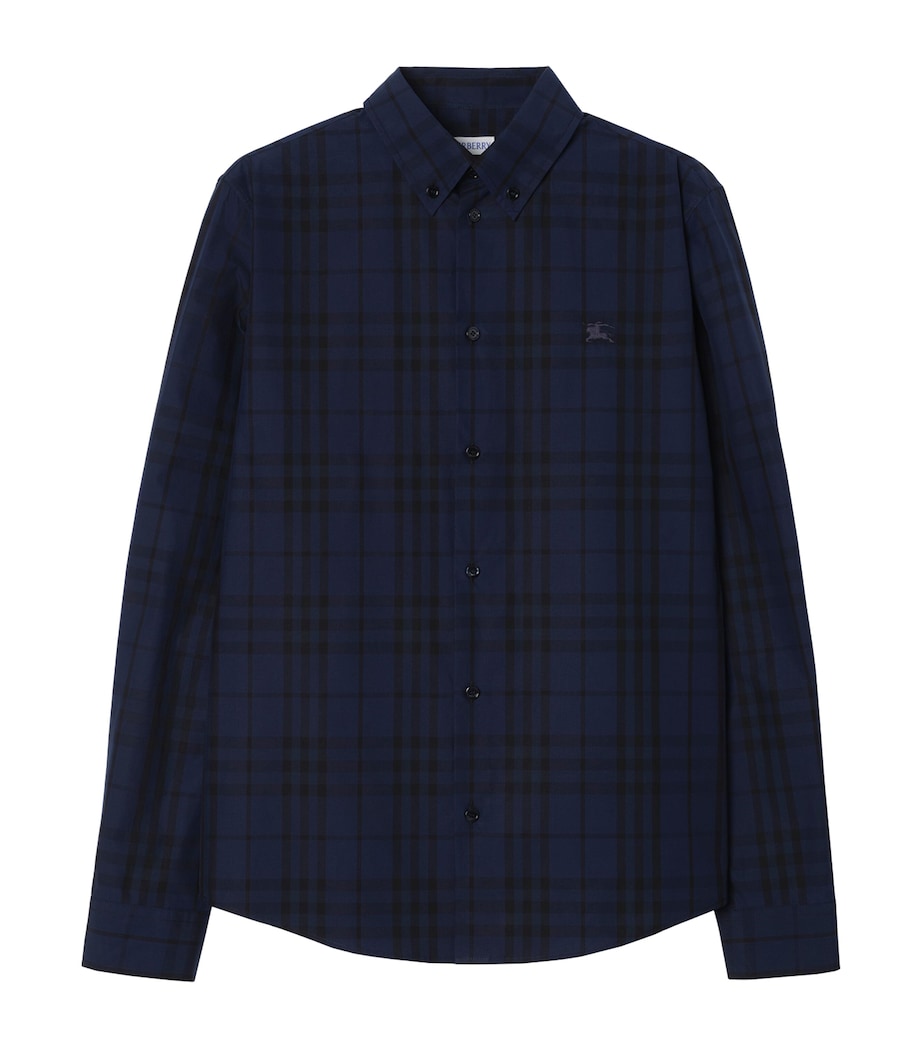 Burberry Mens Cotton Check Shirt Dark Ink Blue Ip Chk Image 1