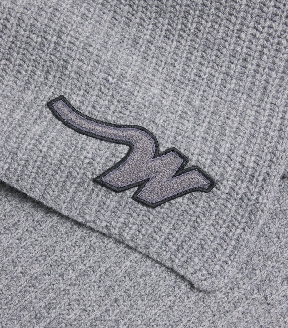 Virgin Wool Knitted Scarf MEDIUM GREY Image 3