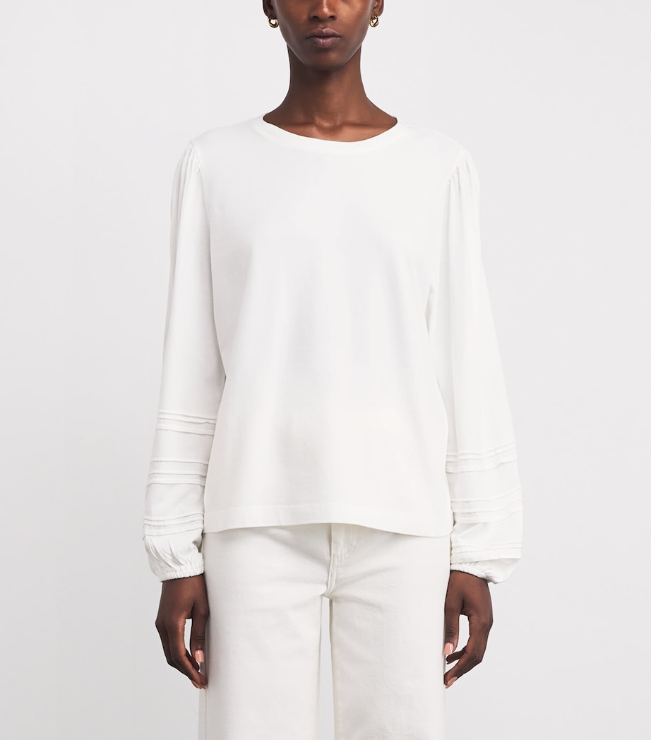 Cotton-Blend Cyrano Blouse WHITE Image 3