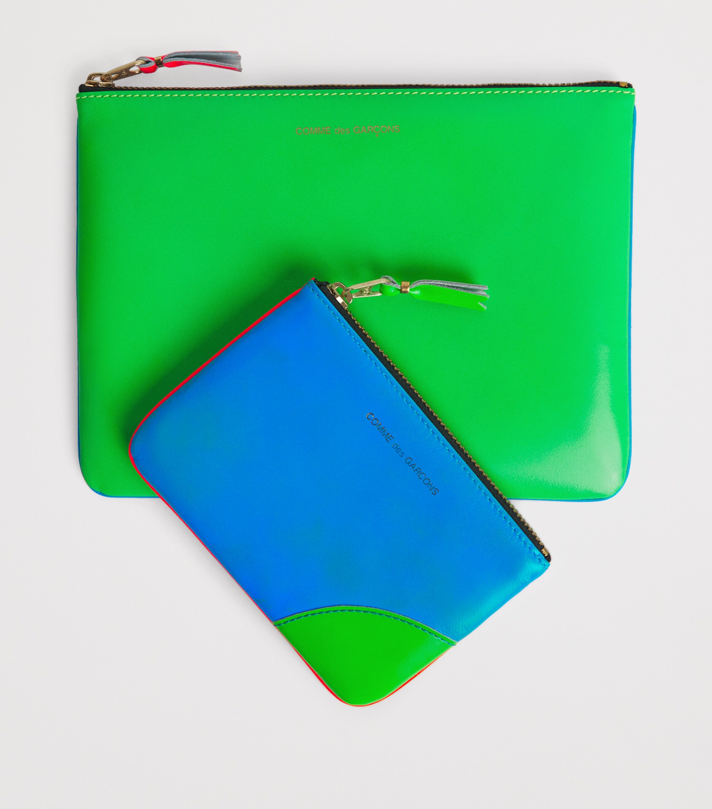 Comme Des Garçons Wallet Small Leather Super Fluo Pouch Orange/blue Image 2
