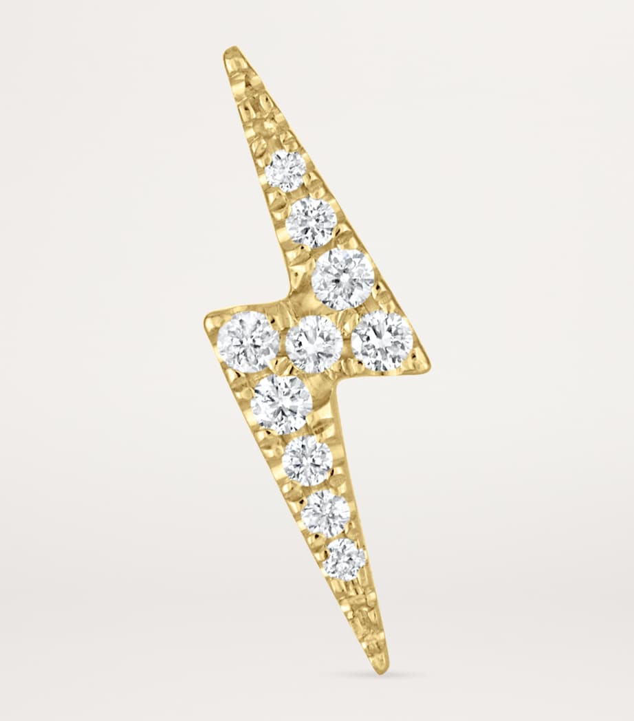 Yellow Gold and Diamond Lightning Bolt Threaded Stud Earring (11mm) YELLOW GOLD Image 4