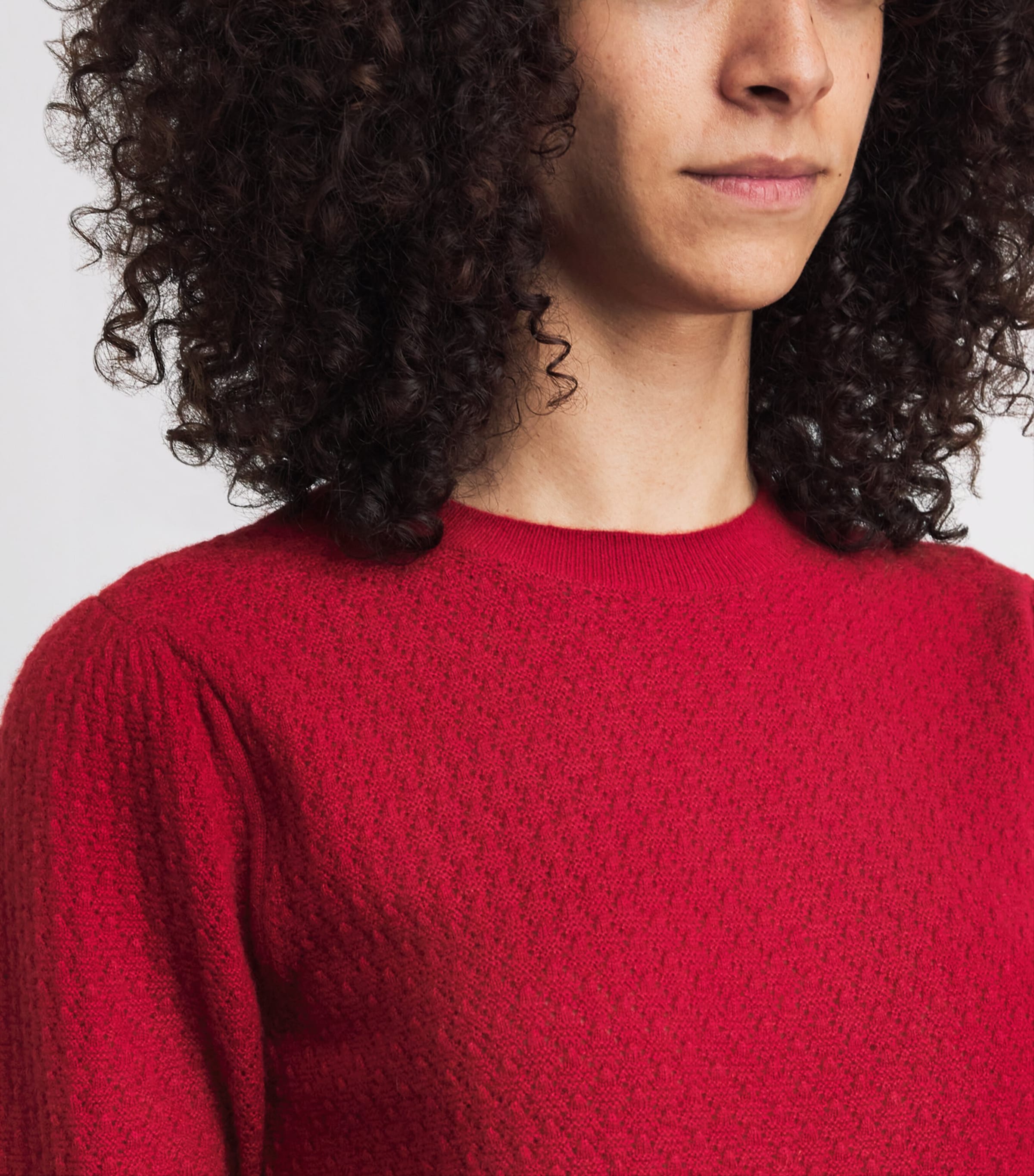 FRAME Womens Cashmere Pointelle The Gathered Honeycomb Sweater Paprika Image 3