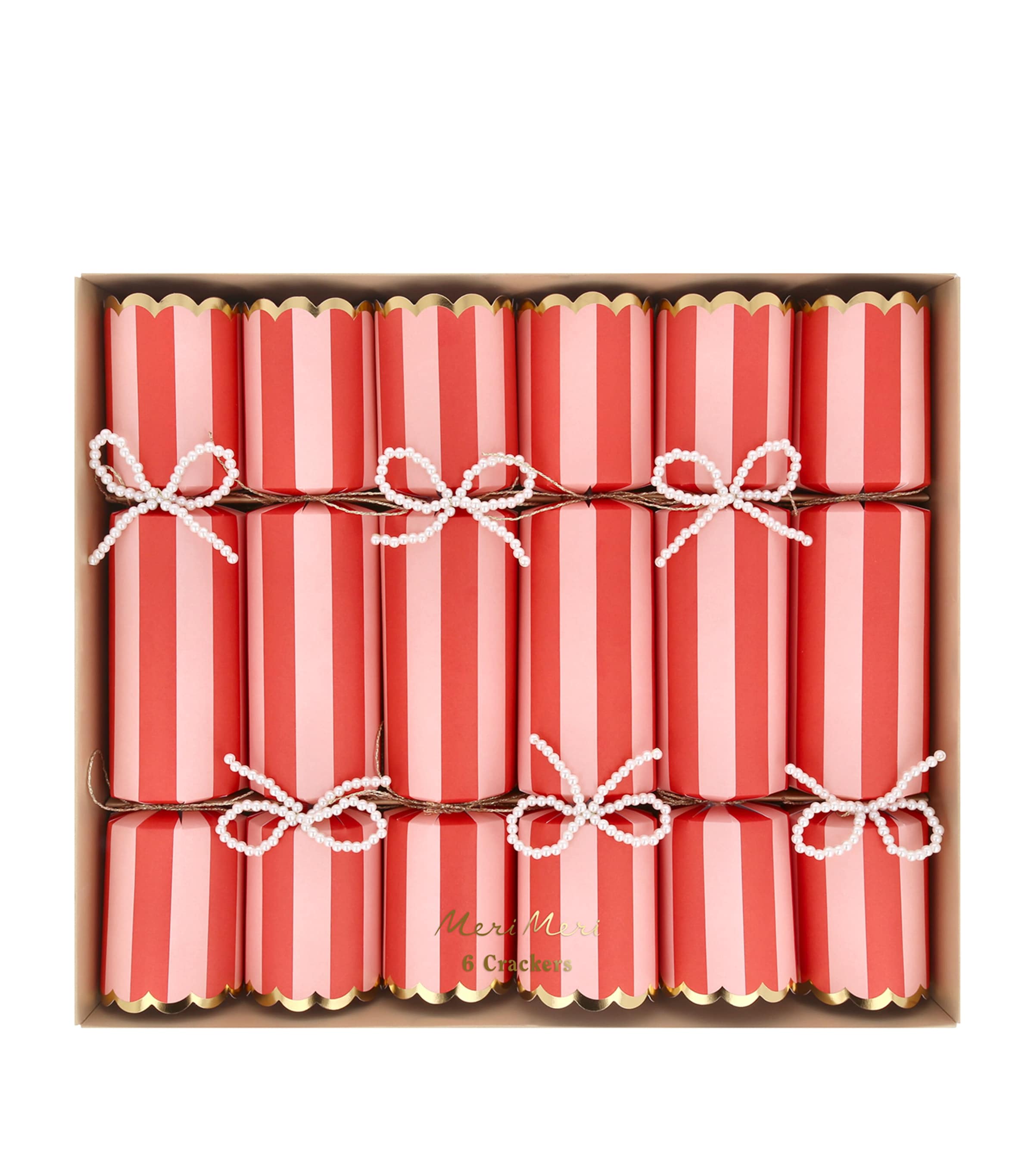 Meri Meri Stripe Christmas Crackers In Pink