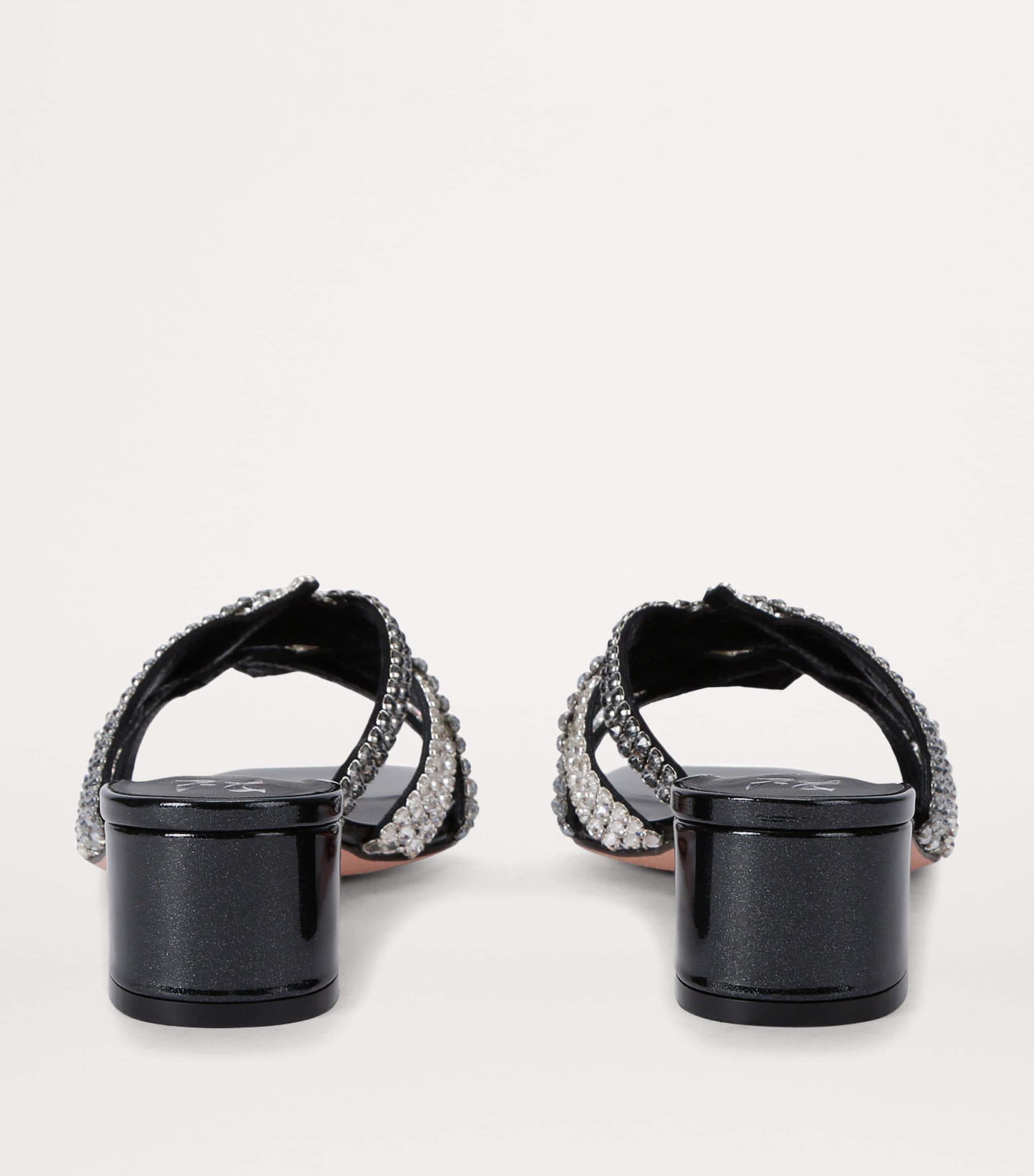 Leather Embellished Roma Mules 35 SILVER Image 2