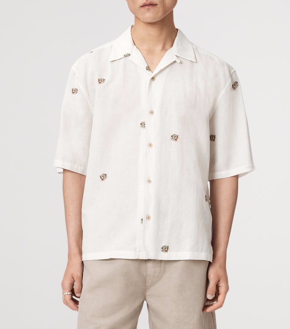 AllSaints Mens Short-Sleeve Feline Shirt Ecru Image 3