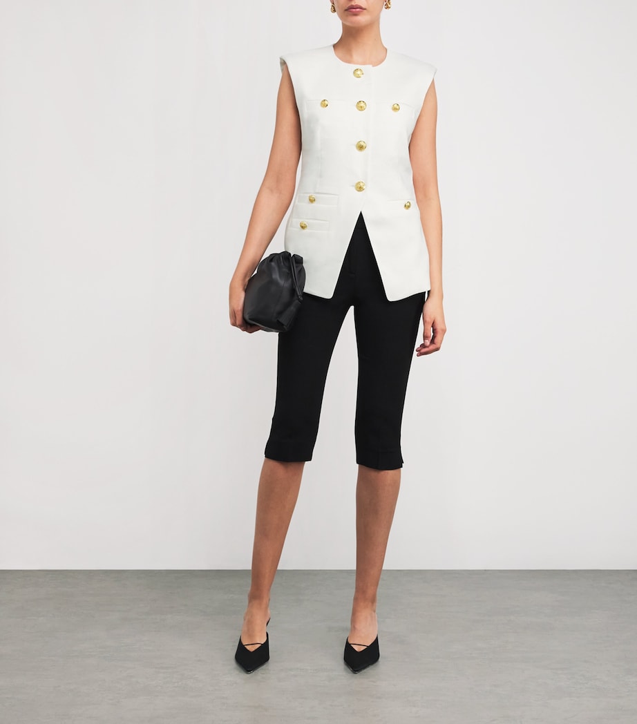 Linen-Blend Sleeveless Tamara Blazer W0002 OFF WHITE Image 2