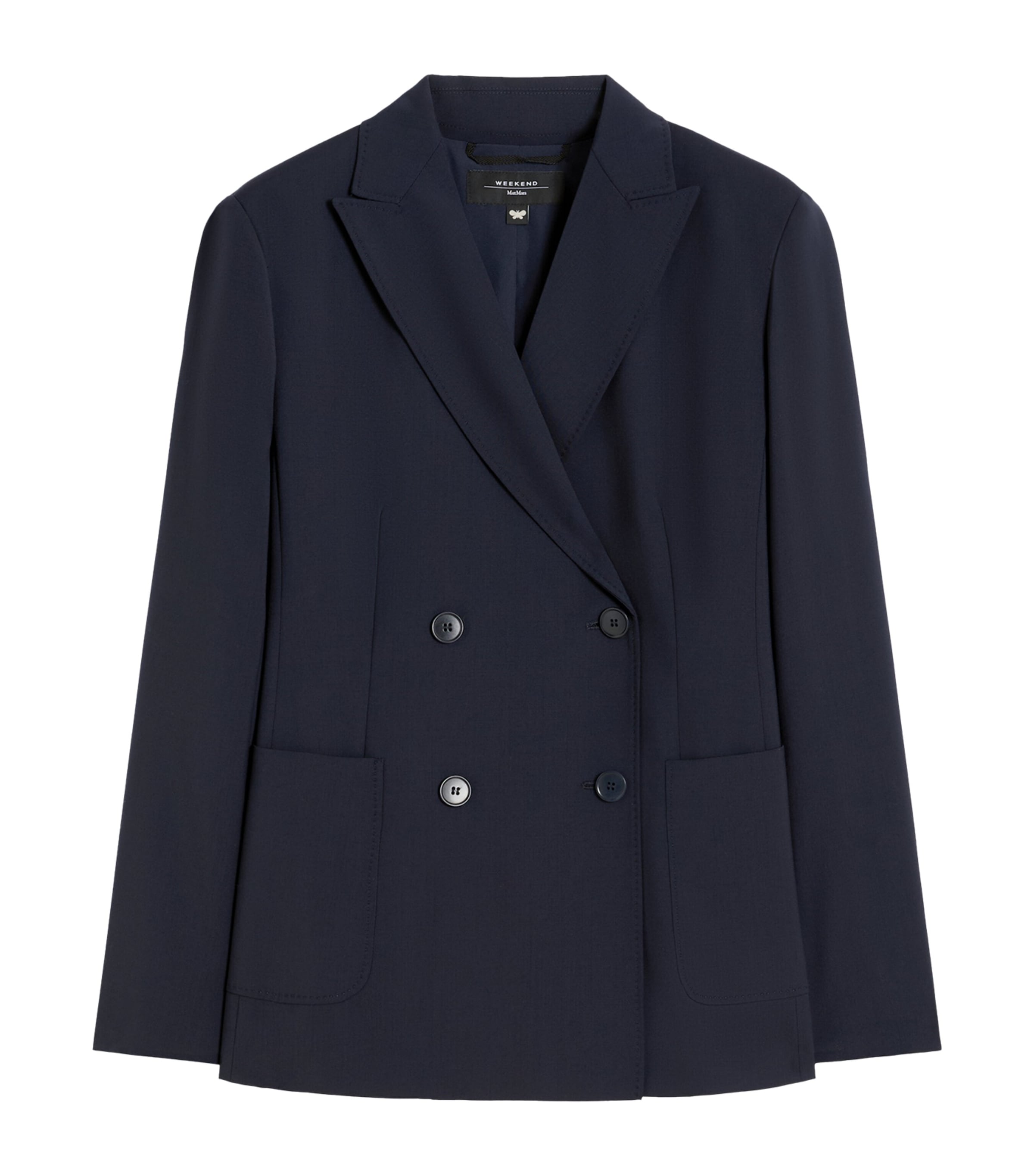 Weekend Max Mara Womens Virgin Wool Double-Breasted Blazer Navy Image 1