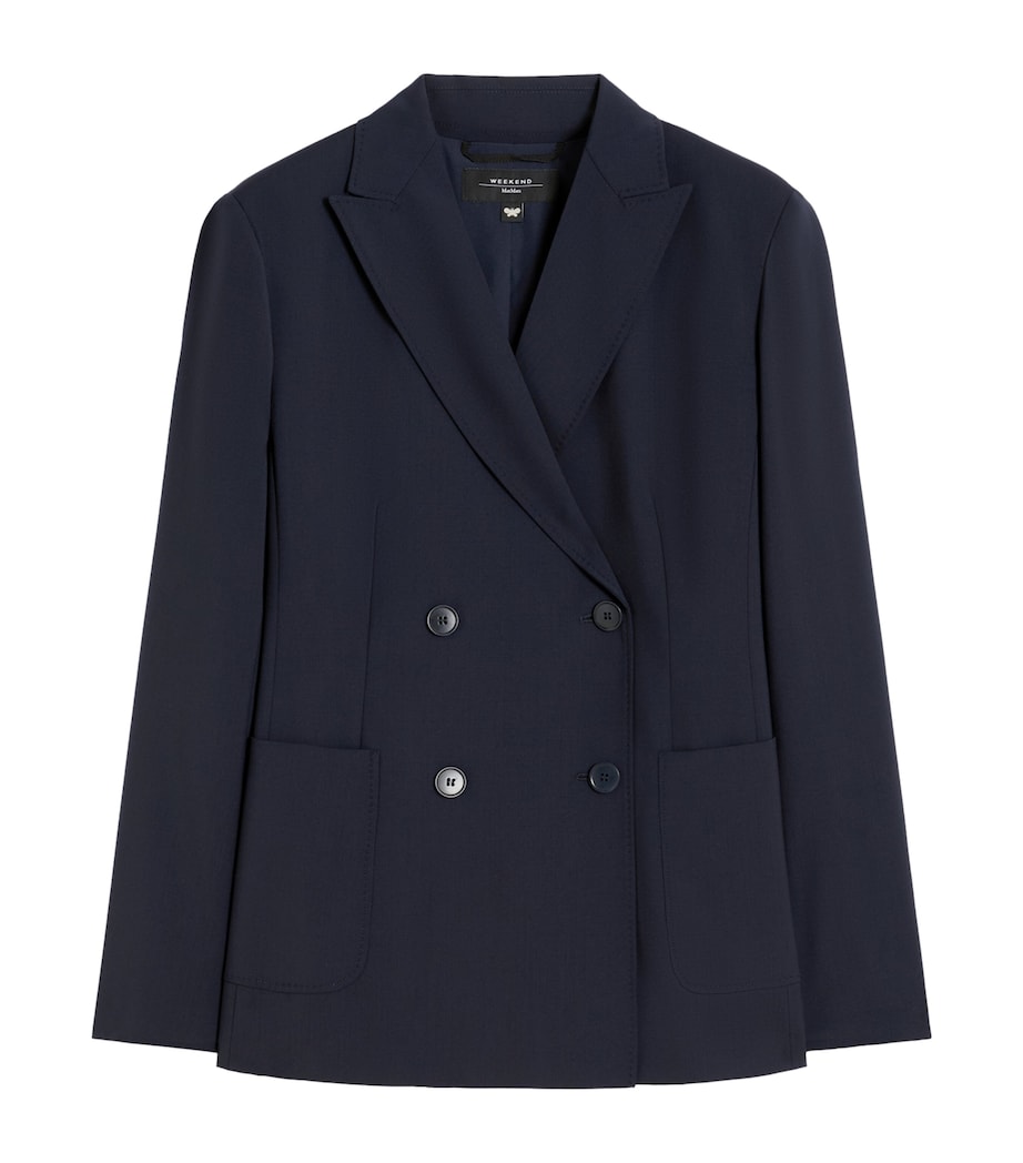 Weekend Max Mara Womens Virgin Wool Double-Breasted Blazer Navy Image 1