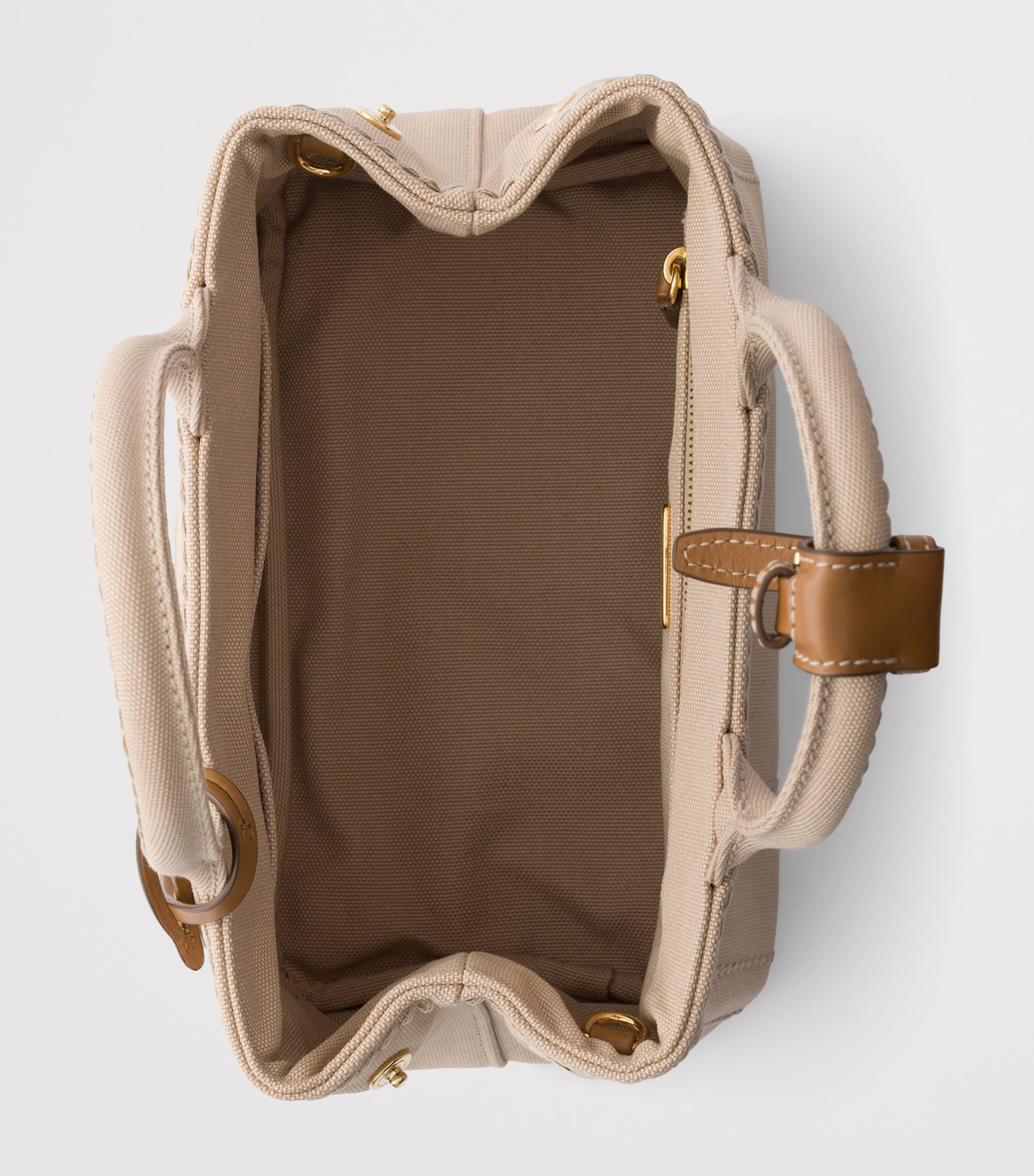 Prada Small Canvas Jardinière Top-Handle Bag Neutral Image 4