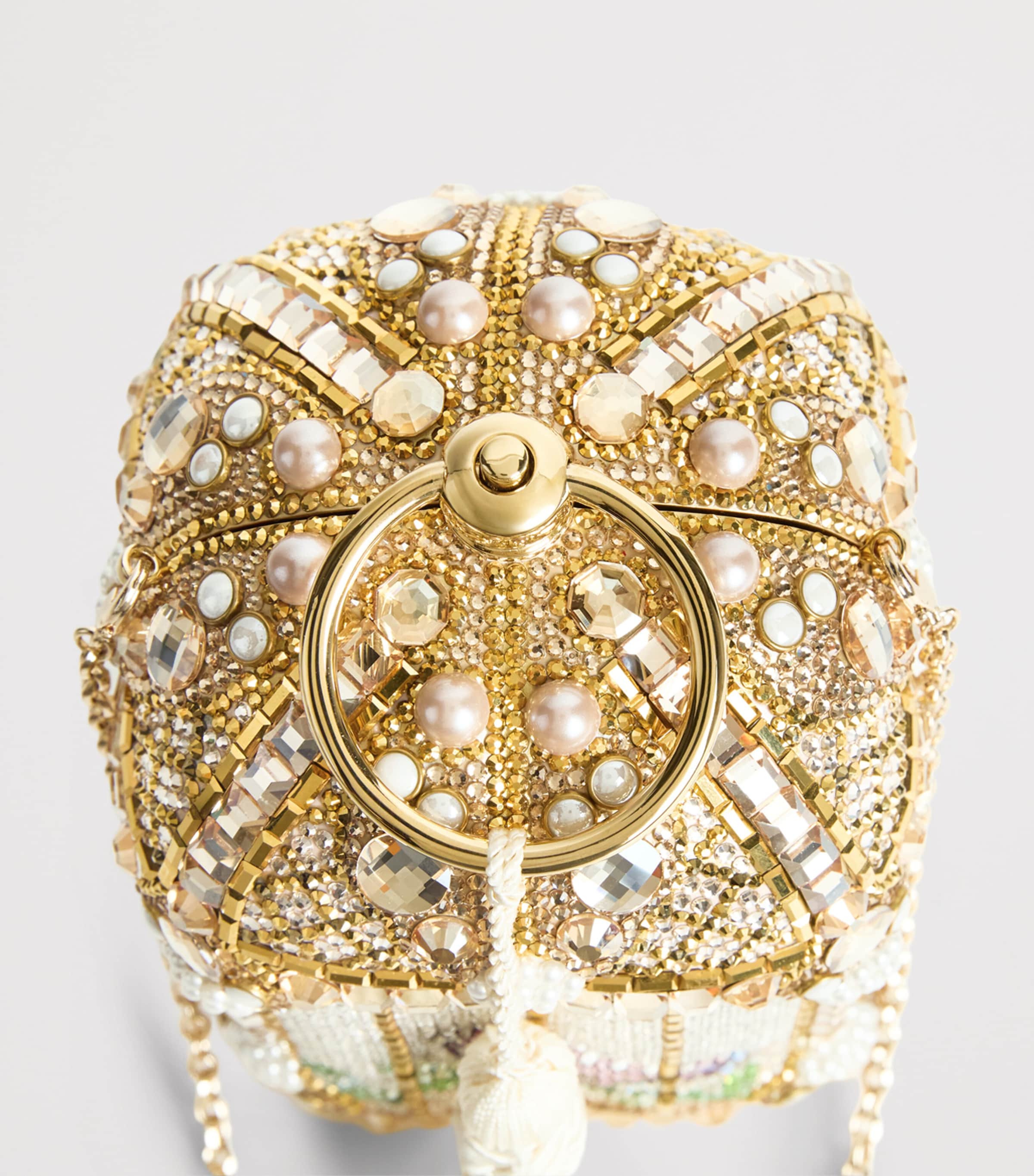 Crystal-Embellished Birdcage Clutch Bag CHAMPAGNE RHINE MLTI Image 4