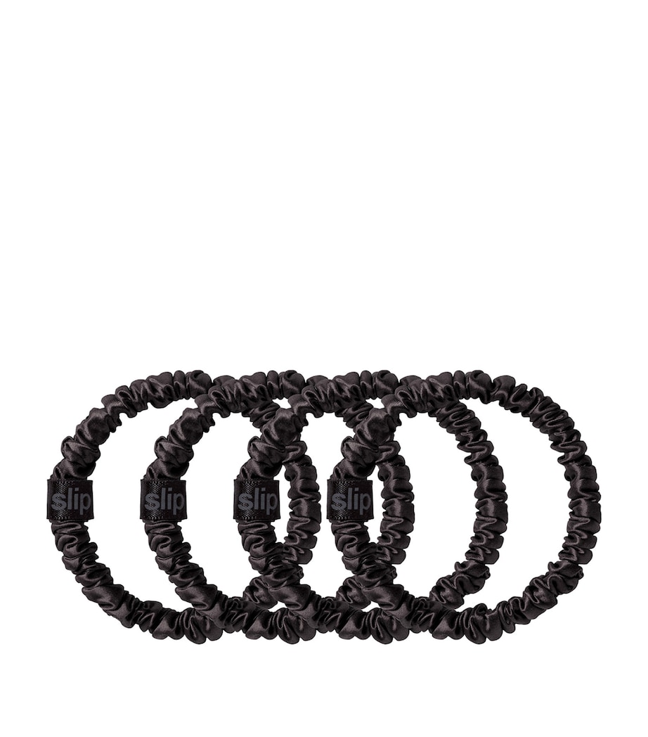 Pure Silk Skinny Scrunchies (Set of 4) BLACK Image 2