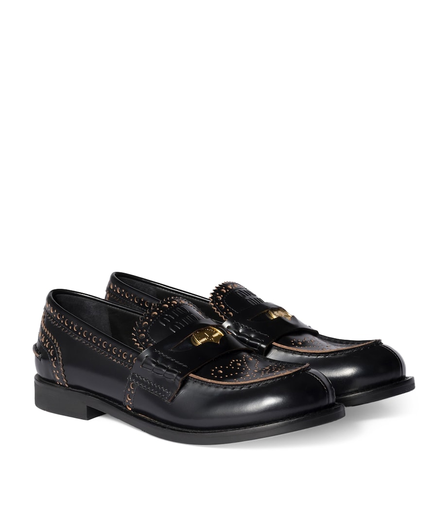 Embellished Leather Penny Loafers F0002 Image 2