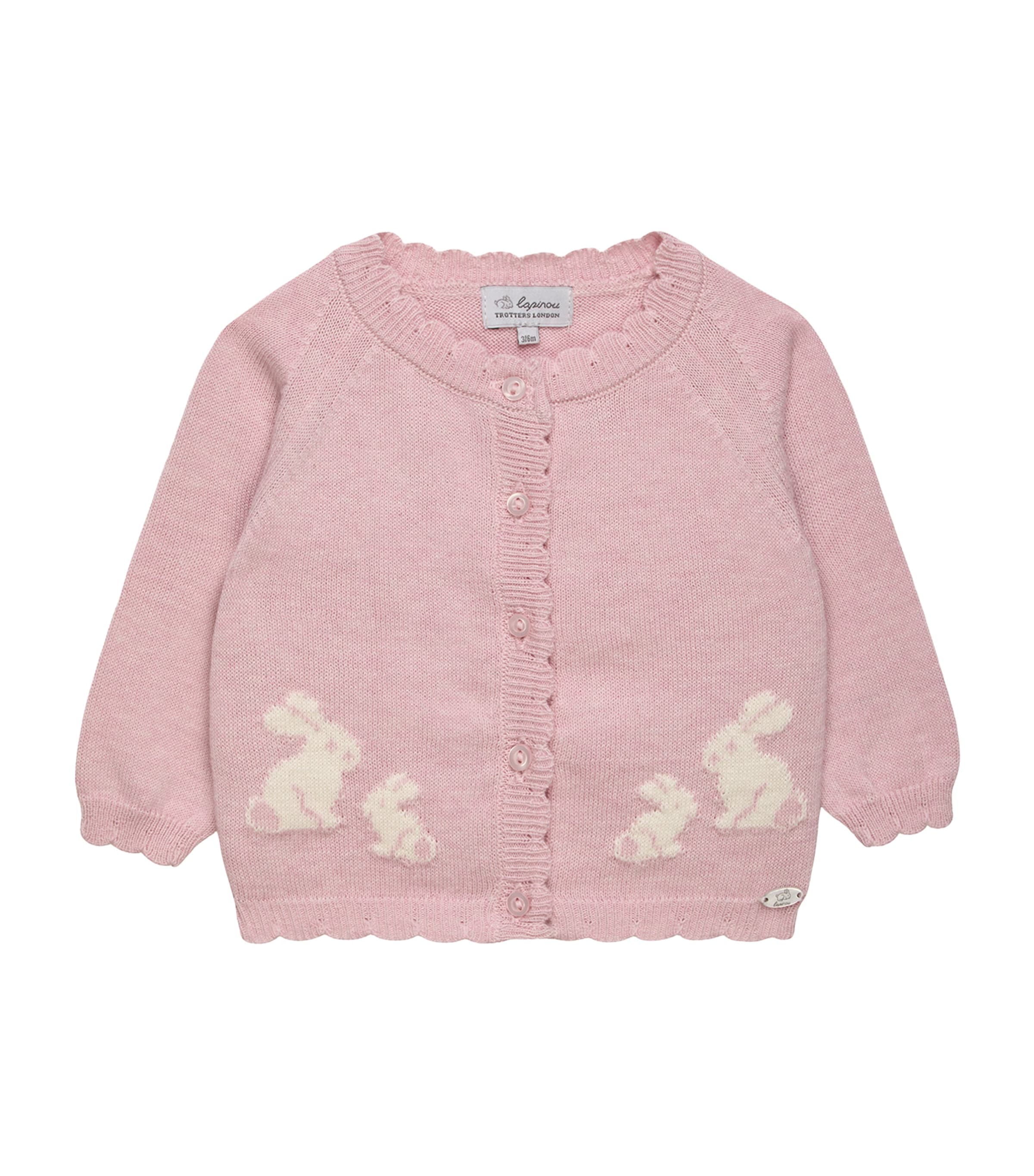 Trotters Kids'  Cotton Bunny Cardigan In Pink