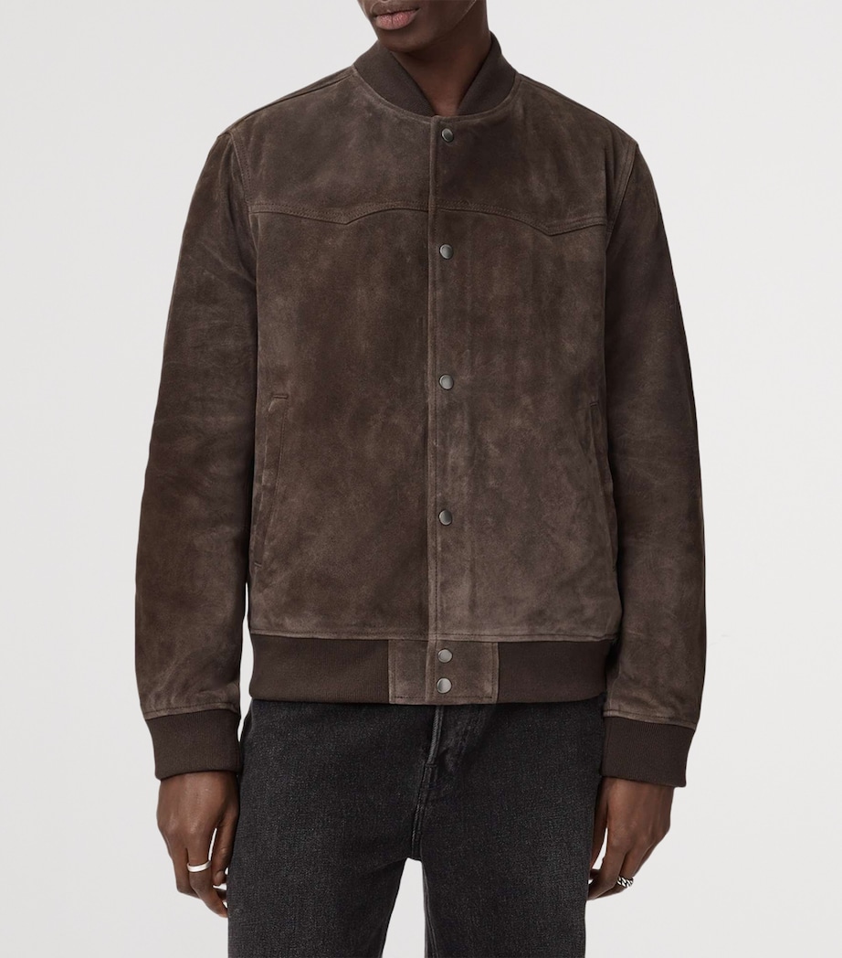 AllSaints Mens Wool Stafford Bomber Jacket Woodland Brown Image 5