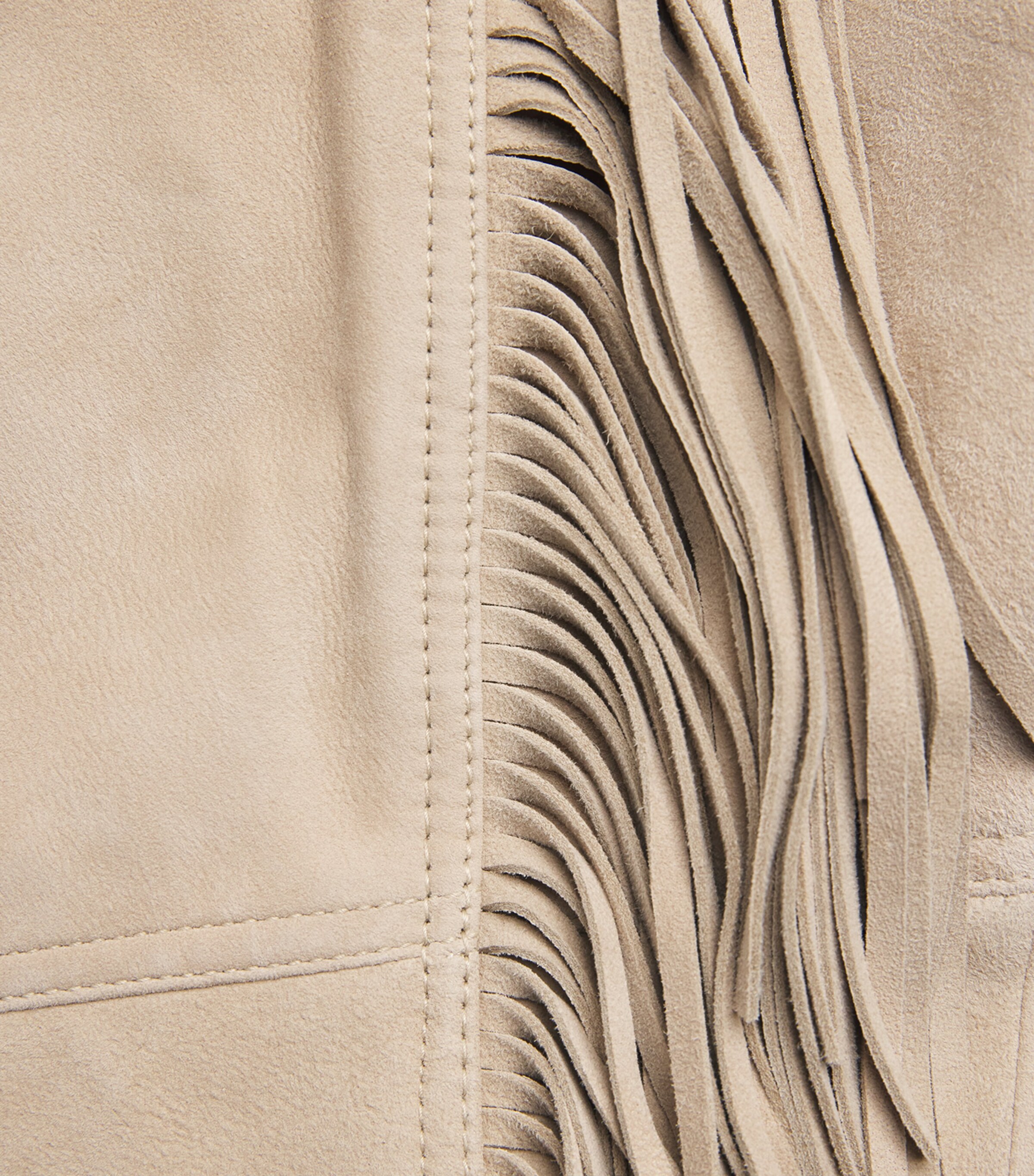 Sandro Paris Womens Suede Fringed Jacket Beige Image 6