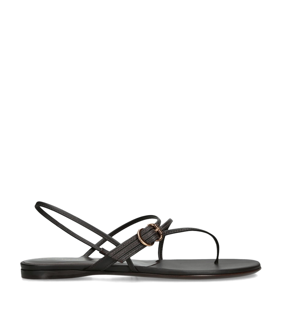 Herbert Levine Leather Starry Eyed Flat Sandals Dark Brown Image 1