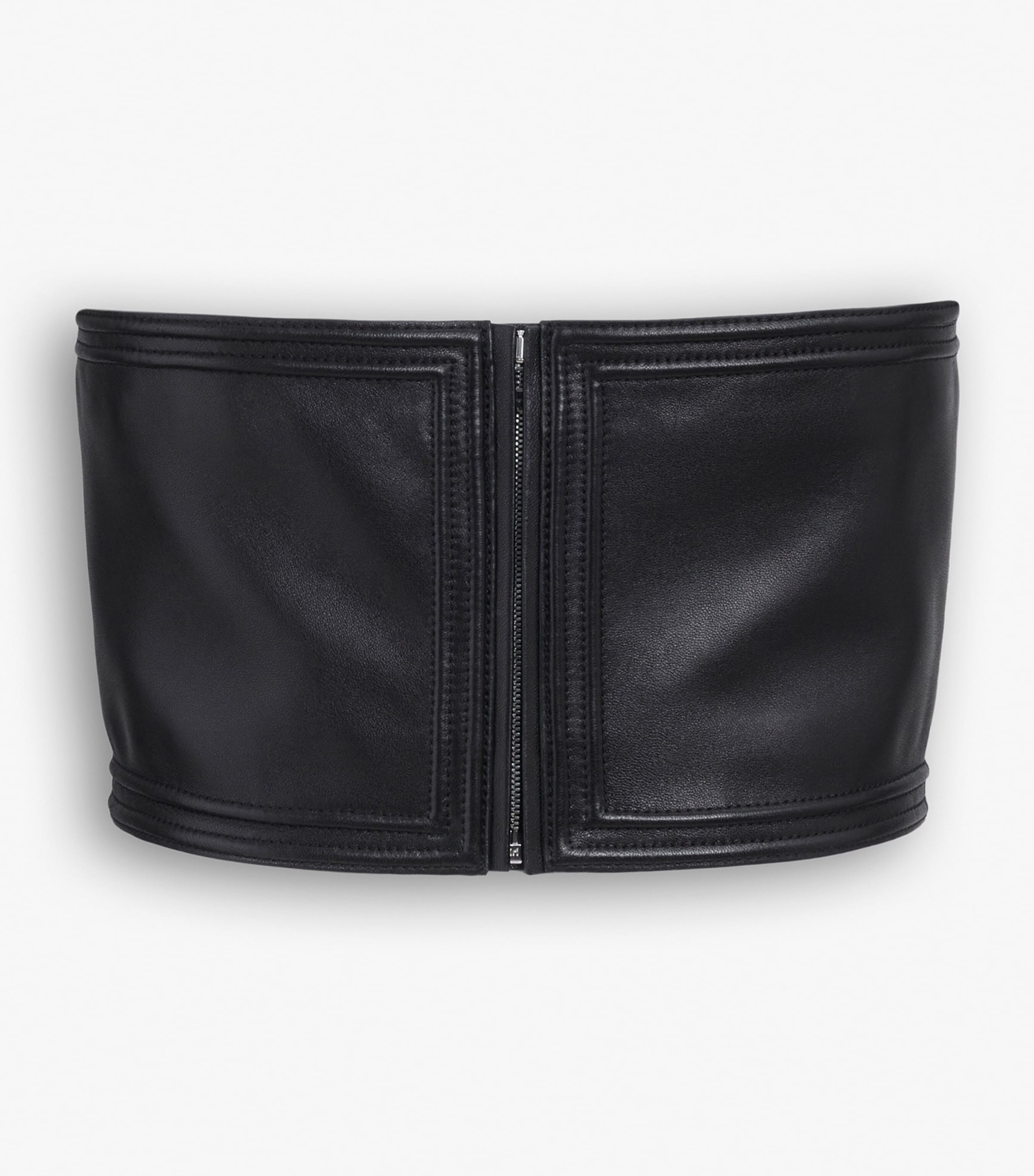 Lambskin Leather Bustier Bandeau Top NOIR ALAIA Image 2