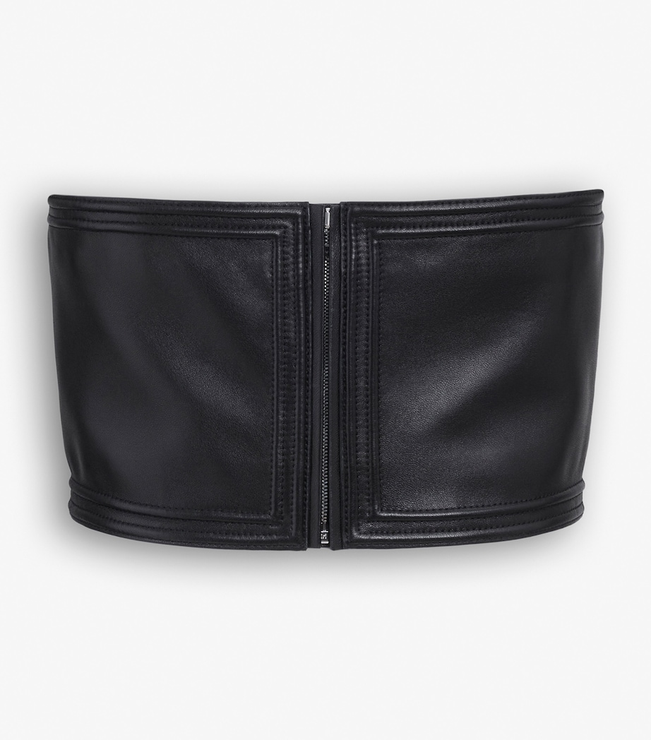 Lambskin Leather Bustier Bandeau Top NOIR ALAIA Image 2